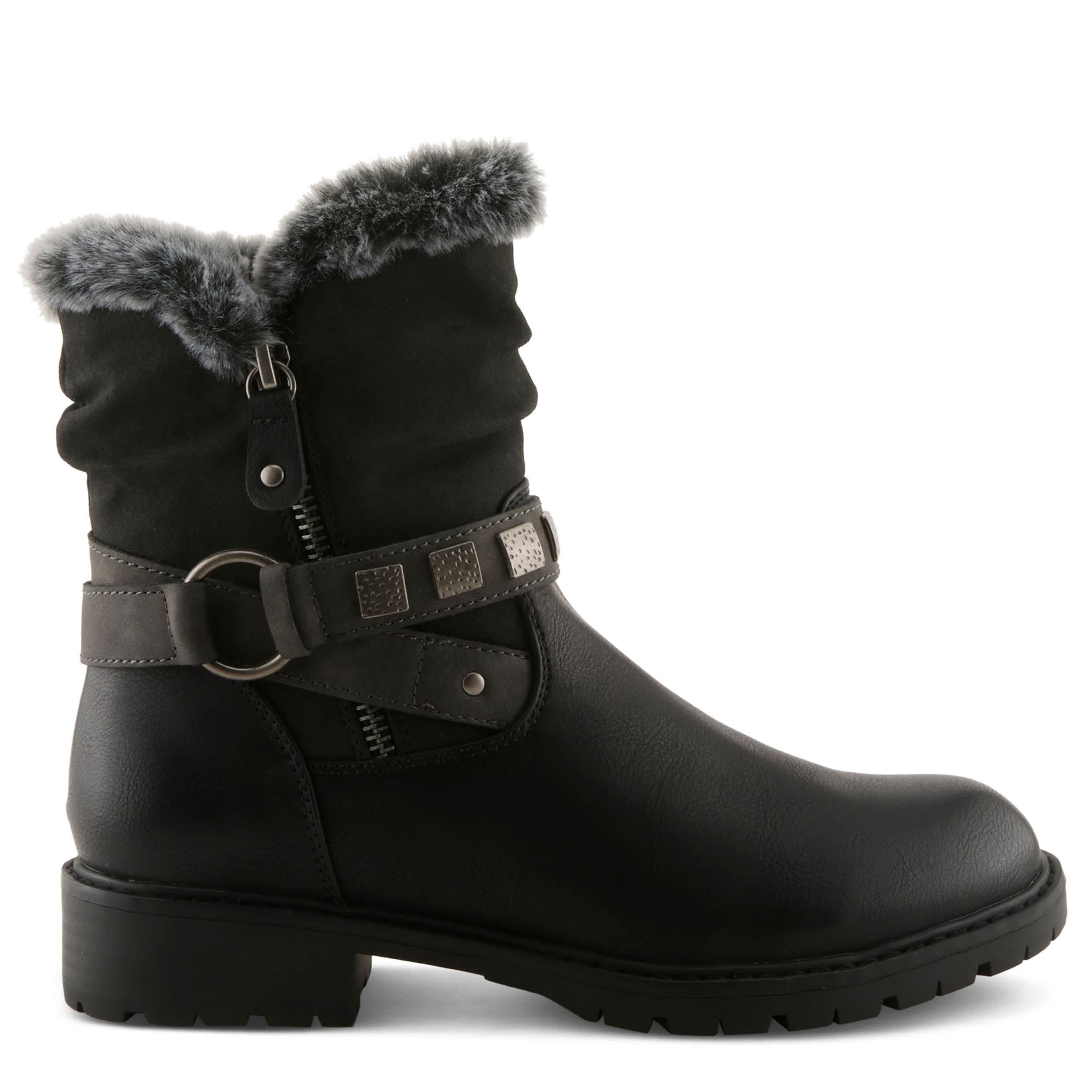 PATRIZIA-WOMENS VALEA FAUX FUR BOOTIE-BLACK & 
