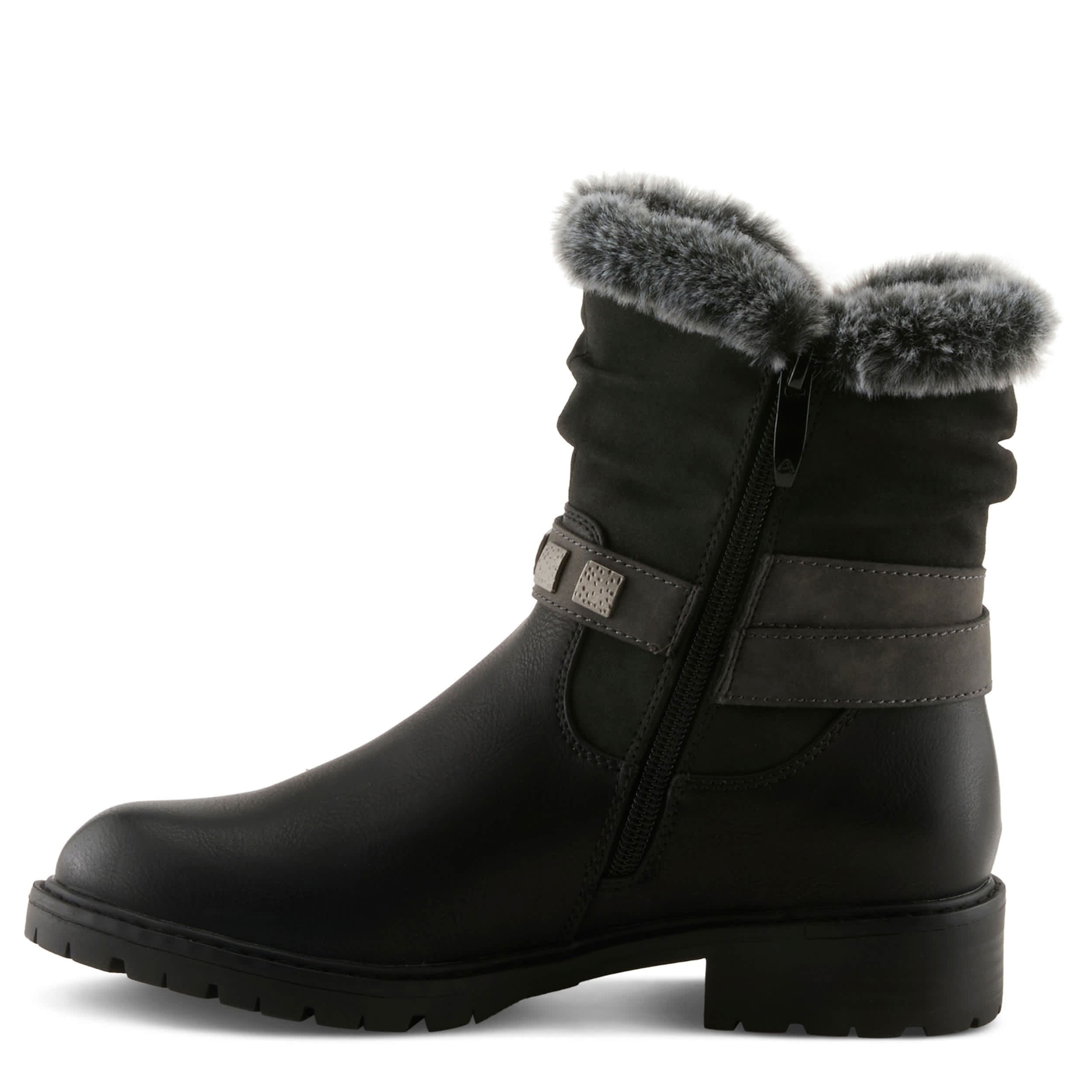 PATRIZIA-WOMENS VALEA FAUX FUR BOOTIE-BLACK & 
