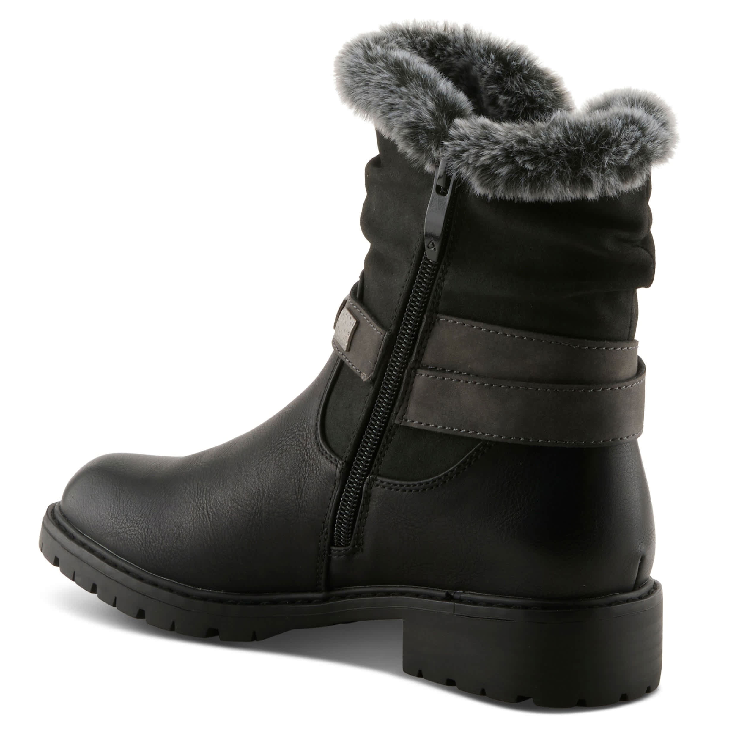 PATRIZIA-WOMENS VALEA FAUX FUR BOOTIE-BLACK & 