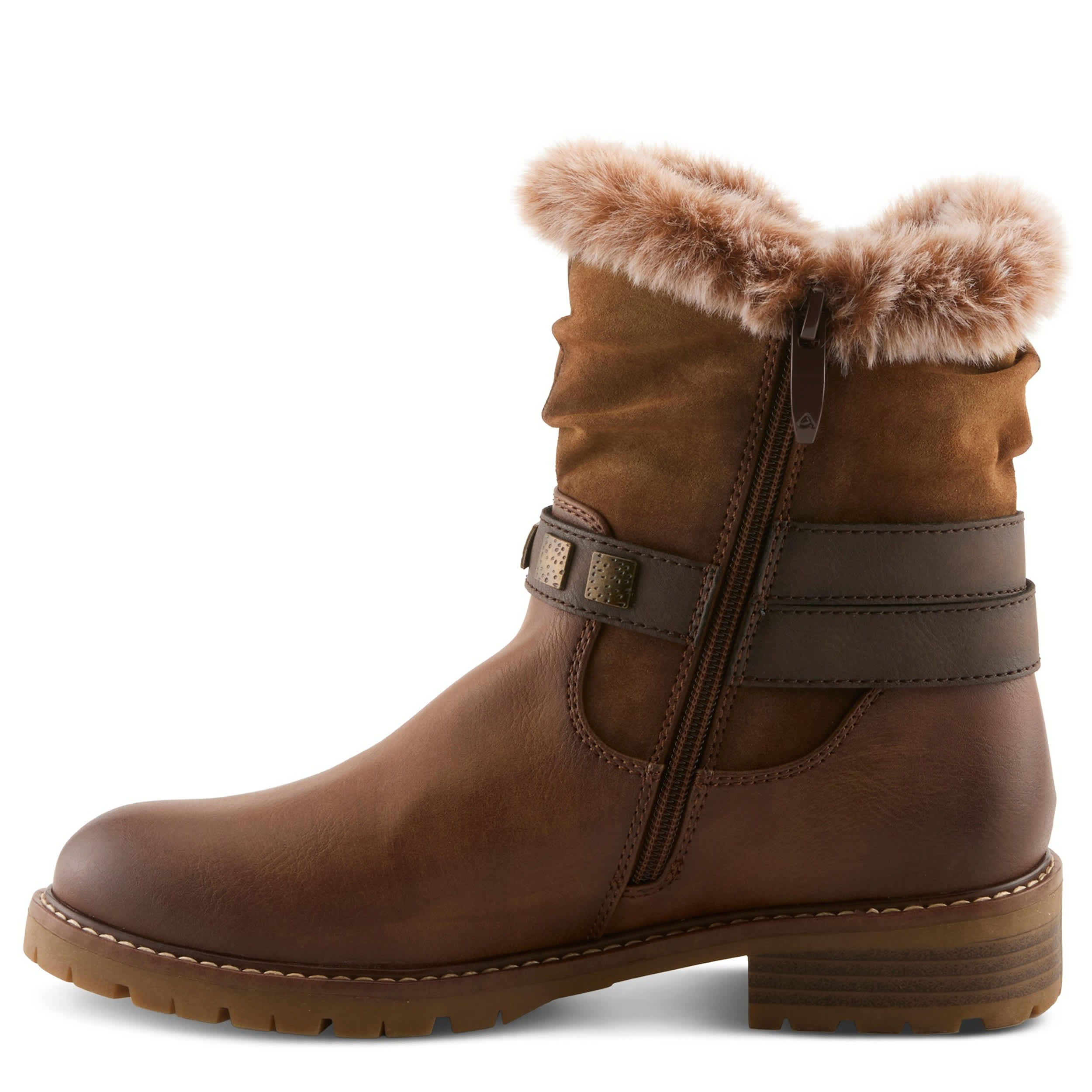 PATRIZIA-WOMENS VALEA FAUX FUR BOOTIE-BROWN & 