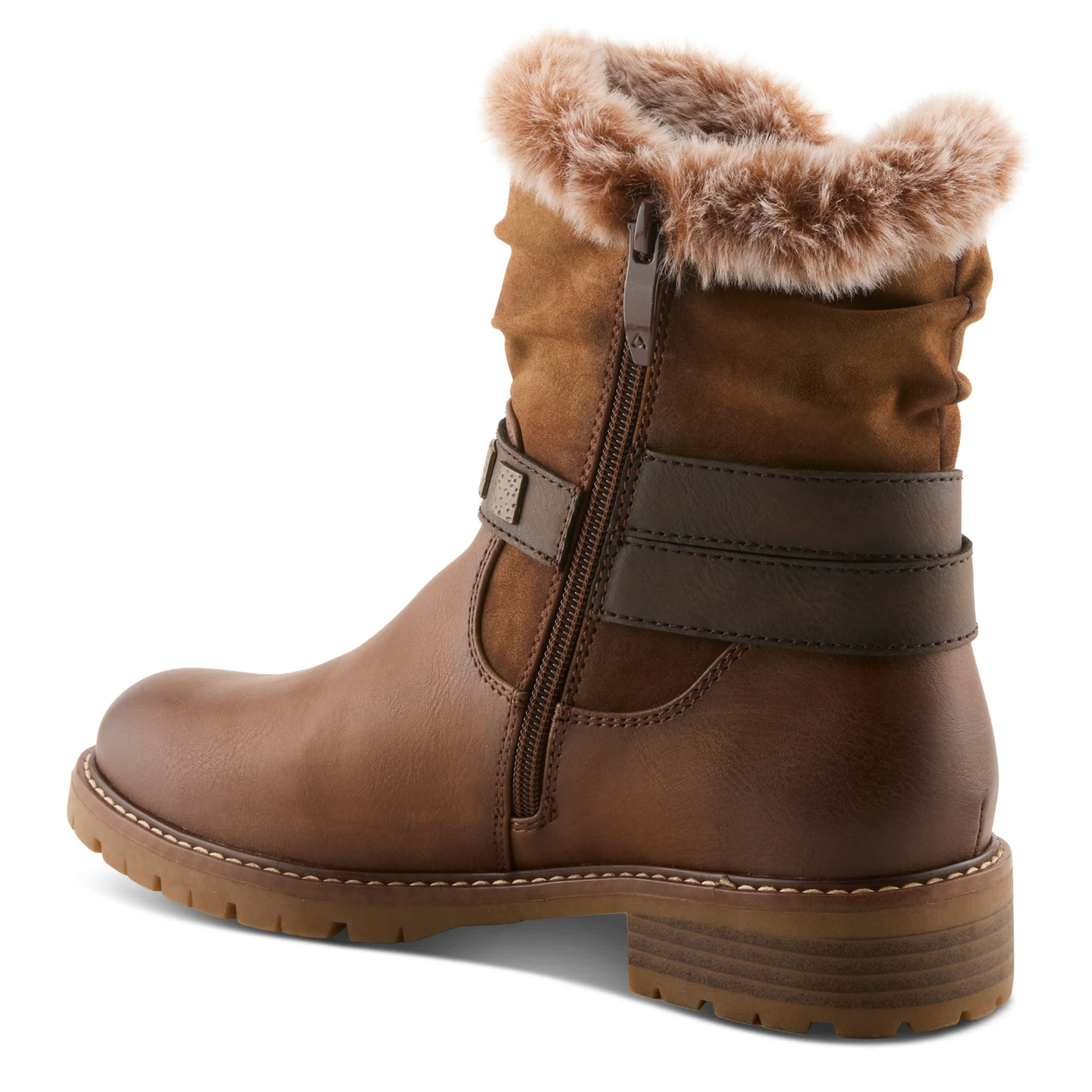 PATRIZIA-WOMENS VALEA FAUX FUR BOOTIE-BROWN & 