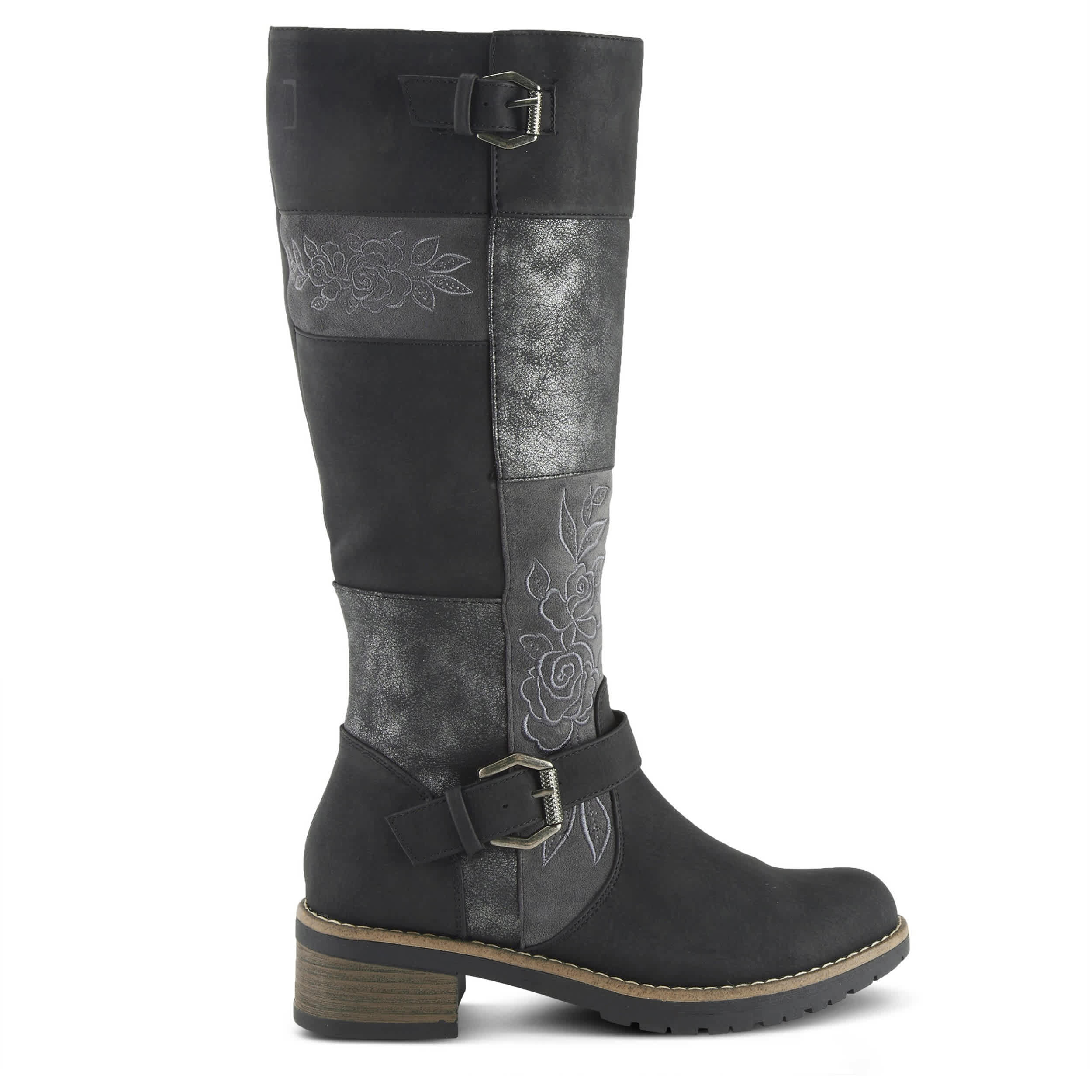 PATRIZIA-WOMENS COLLAGE TALL BOOT-BLACK & MULTICOLOR