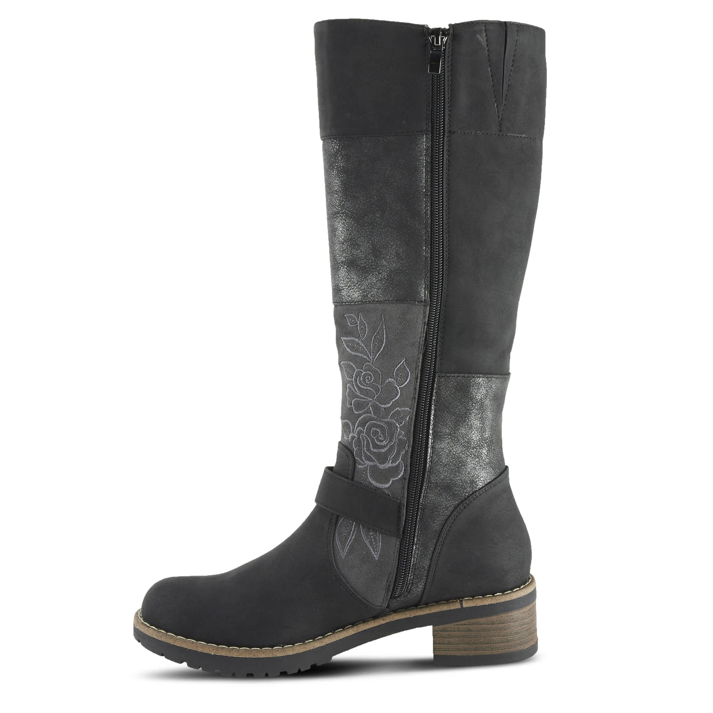PATRIZIA-WOMENS COLLAGE TALL BOOT-BLACK & MULTICOLOR