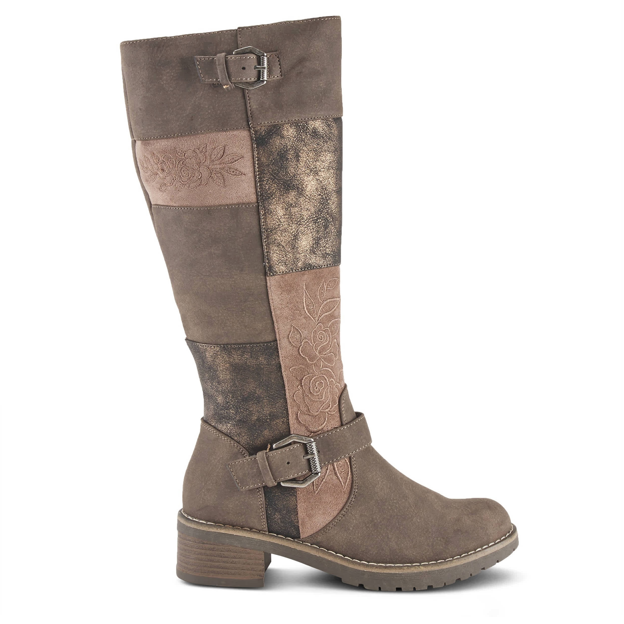 PATRIZIA-WOMENS COLLAGE TALL BOOT-BROWN & MULTICOLOR