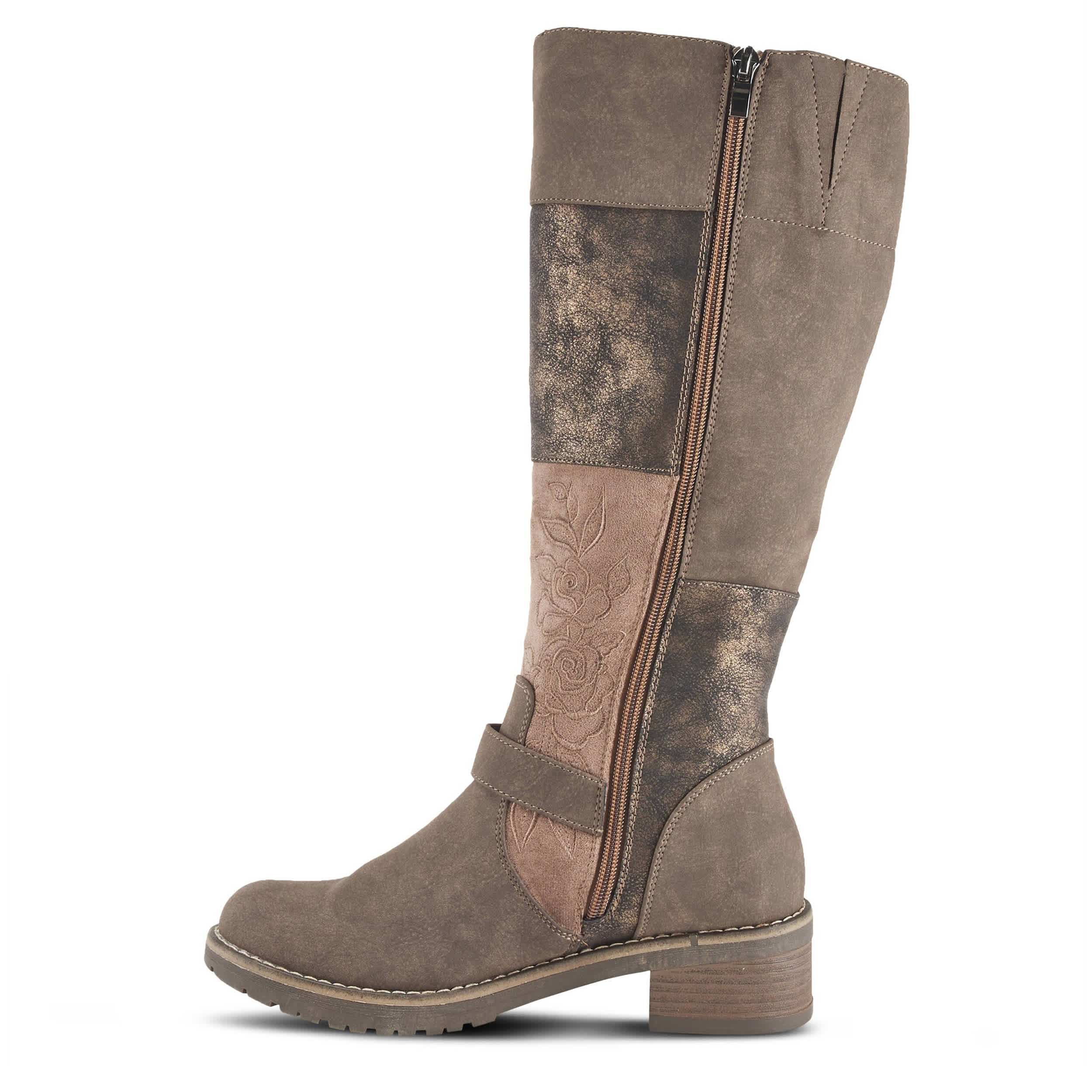 PATRIZIA-WOMENS COLLAGE TALL BOOT-BROWN & MULTICOLOR