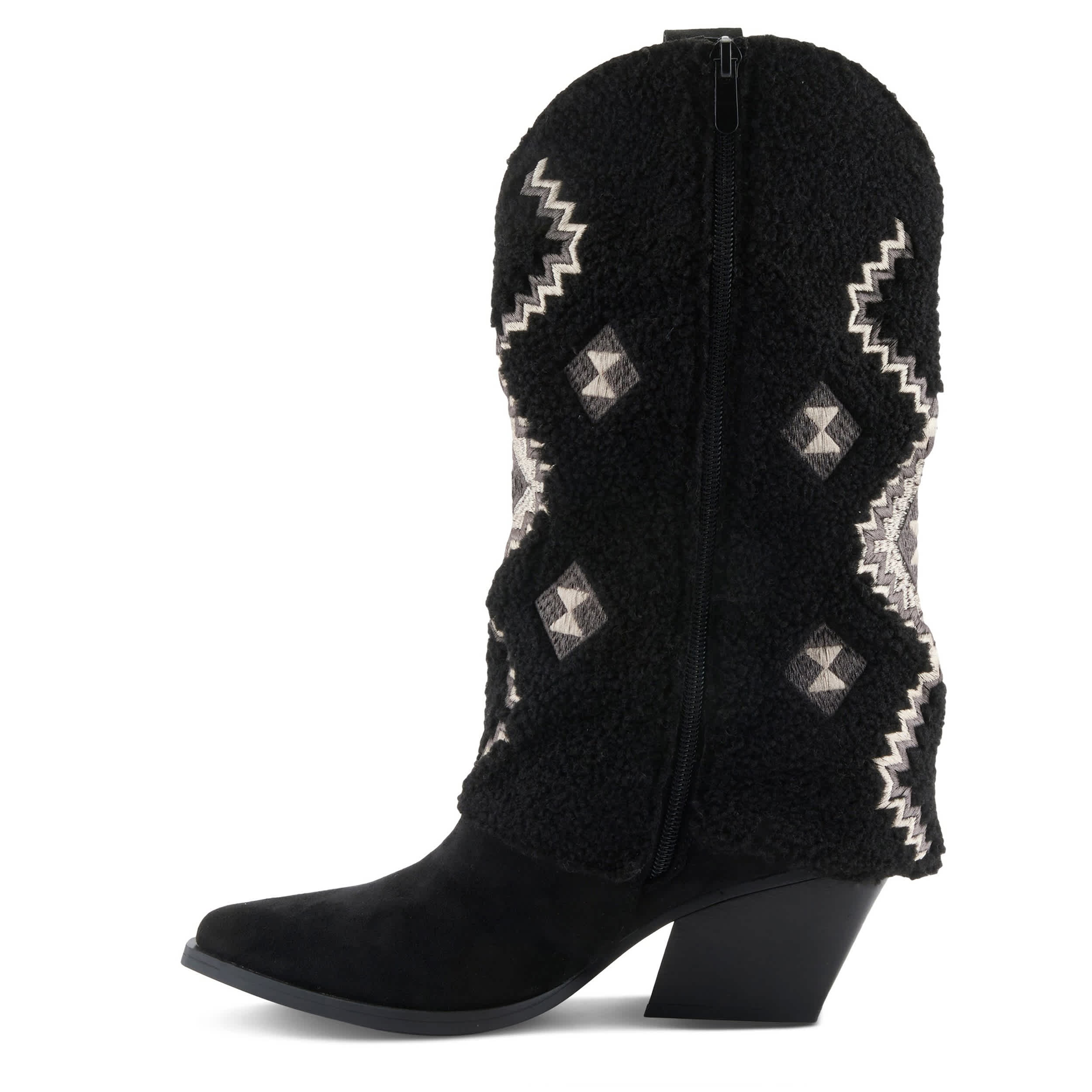 PATRIZIA-WOMENS WESTEE WESTERN FAUX FUR BOOT-BLACK & 