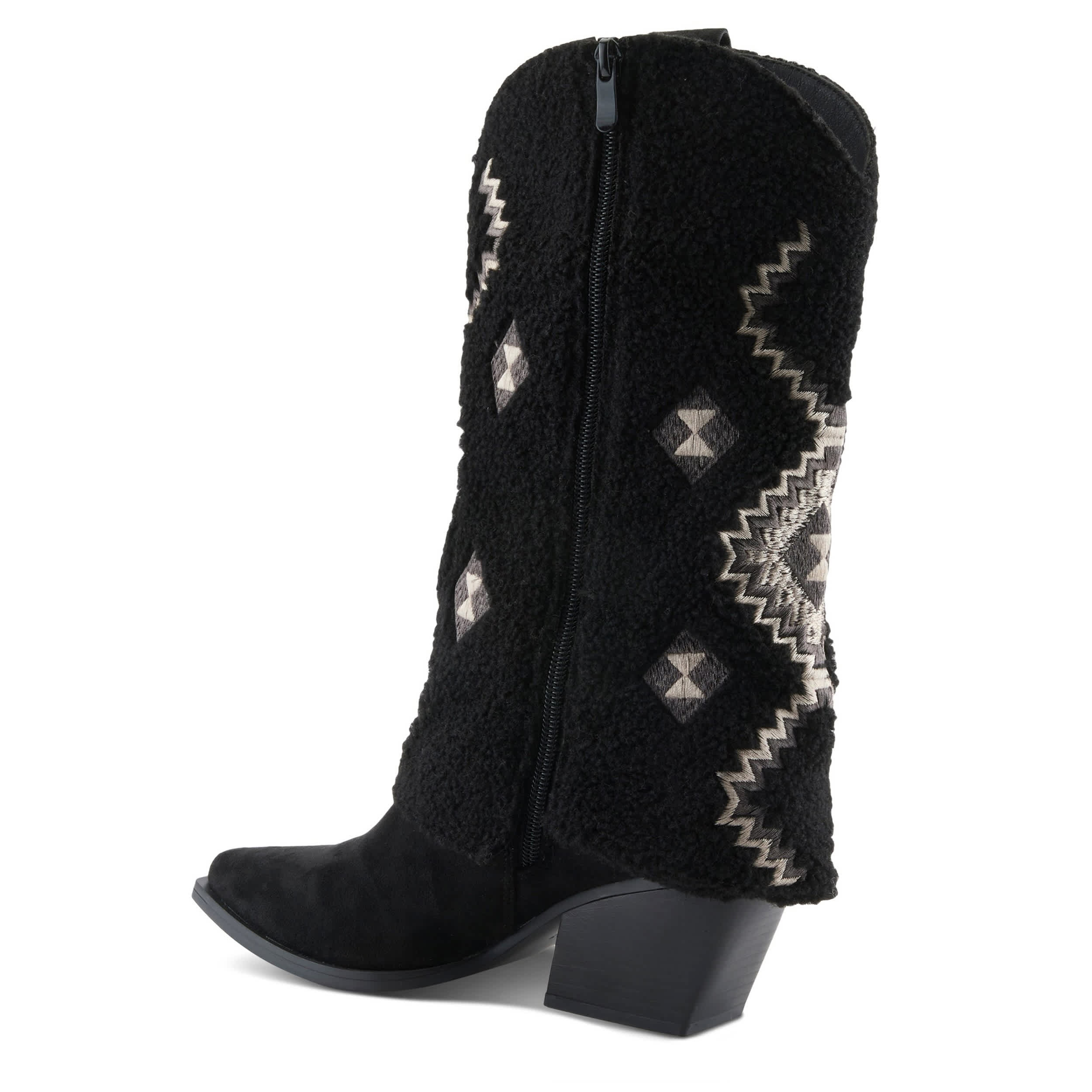 PATRIZIA-WOMENS WESTEE WESTERN FAUX FUR BOOT-BLACK & 