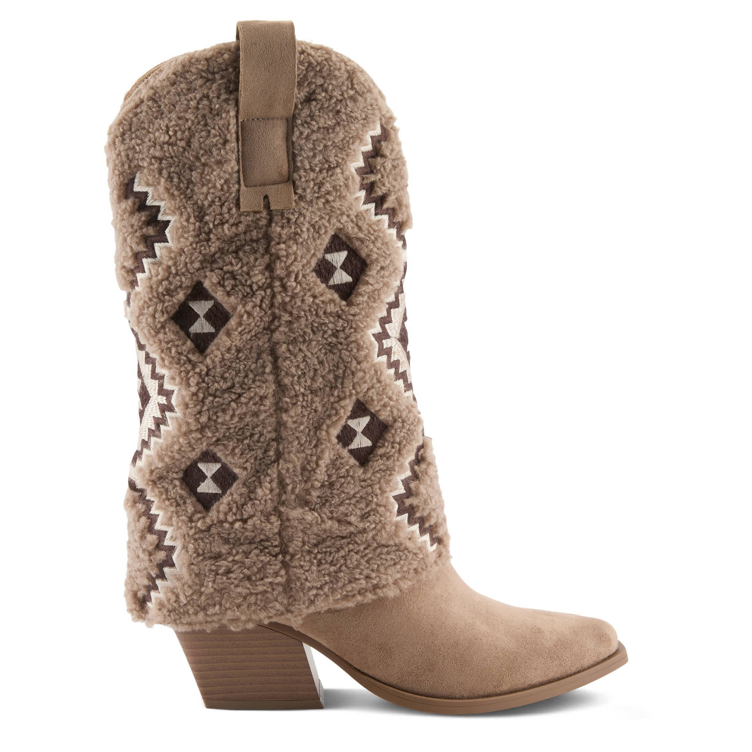 PATRIZIA-WOMENS WESTEE WESTERN FAUX FUR BOOT-BEIGE & 