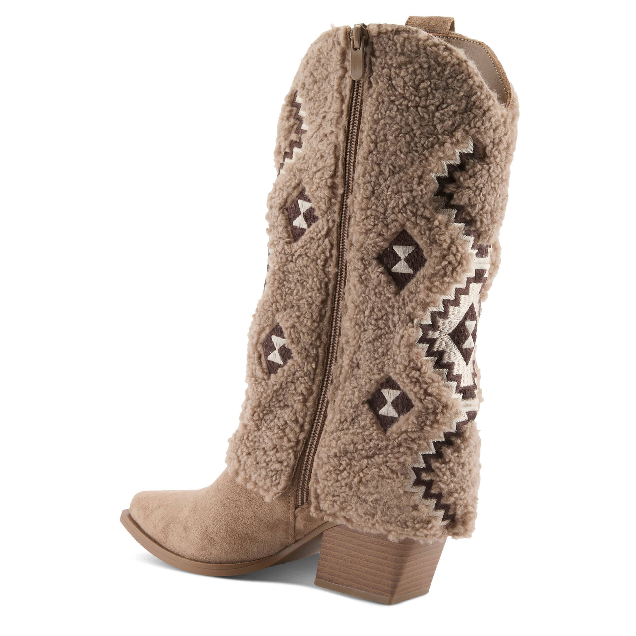 PATRIZIA-WOMENS WESTEE WESTERN FAUX FUR BOOT-BEIGE & 