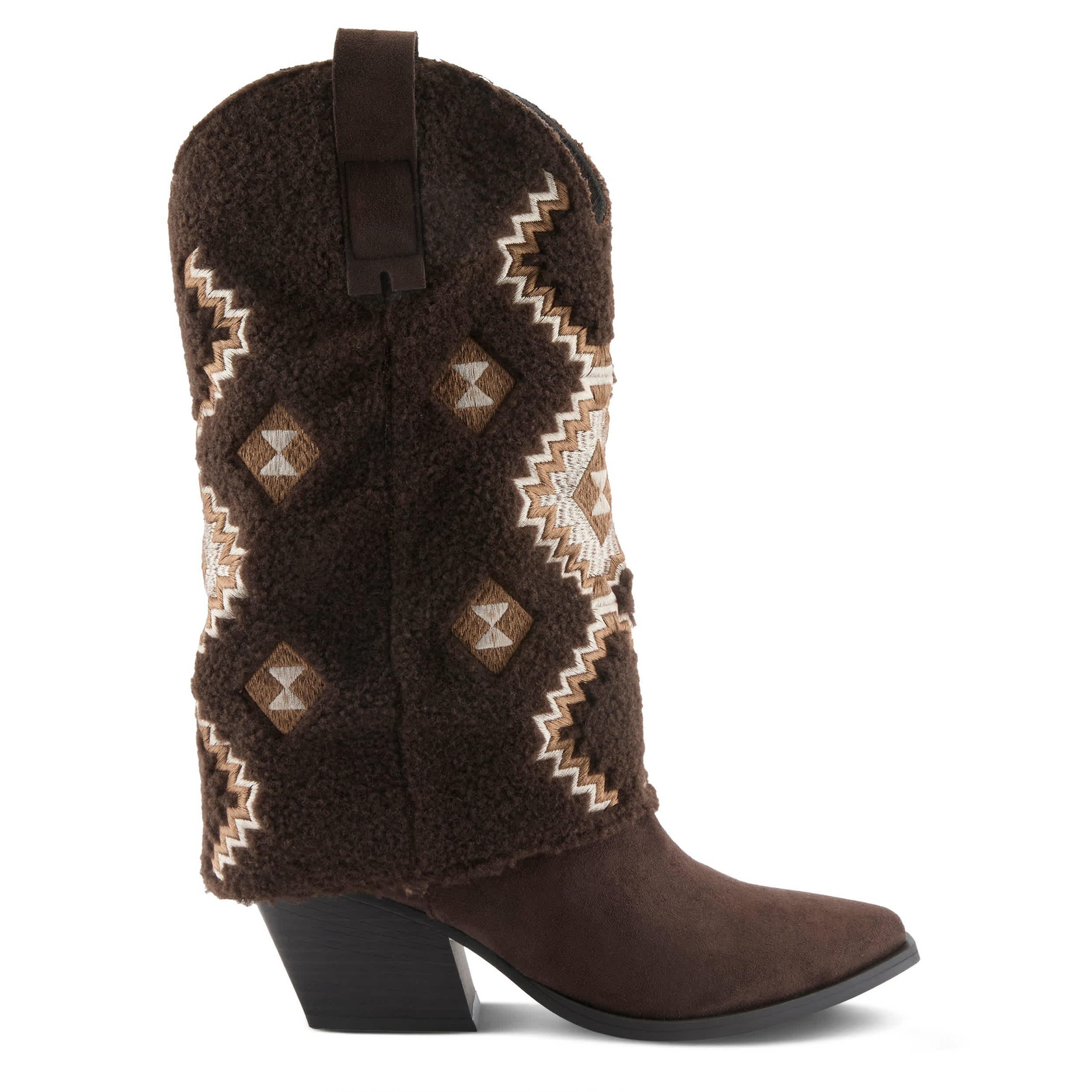 PATRIZIA-WOMENS WESTEE WESTERN FAUX FUR BOOT-DARK BROWN & 