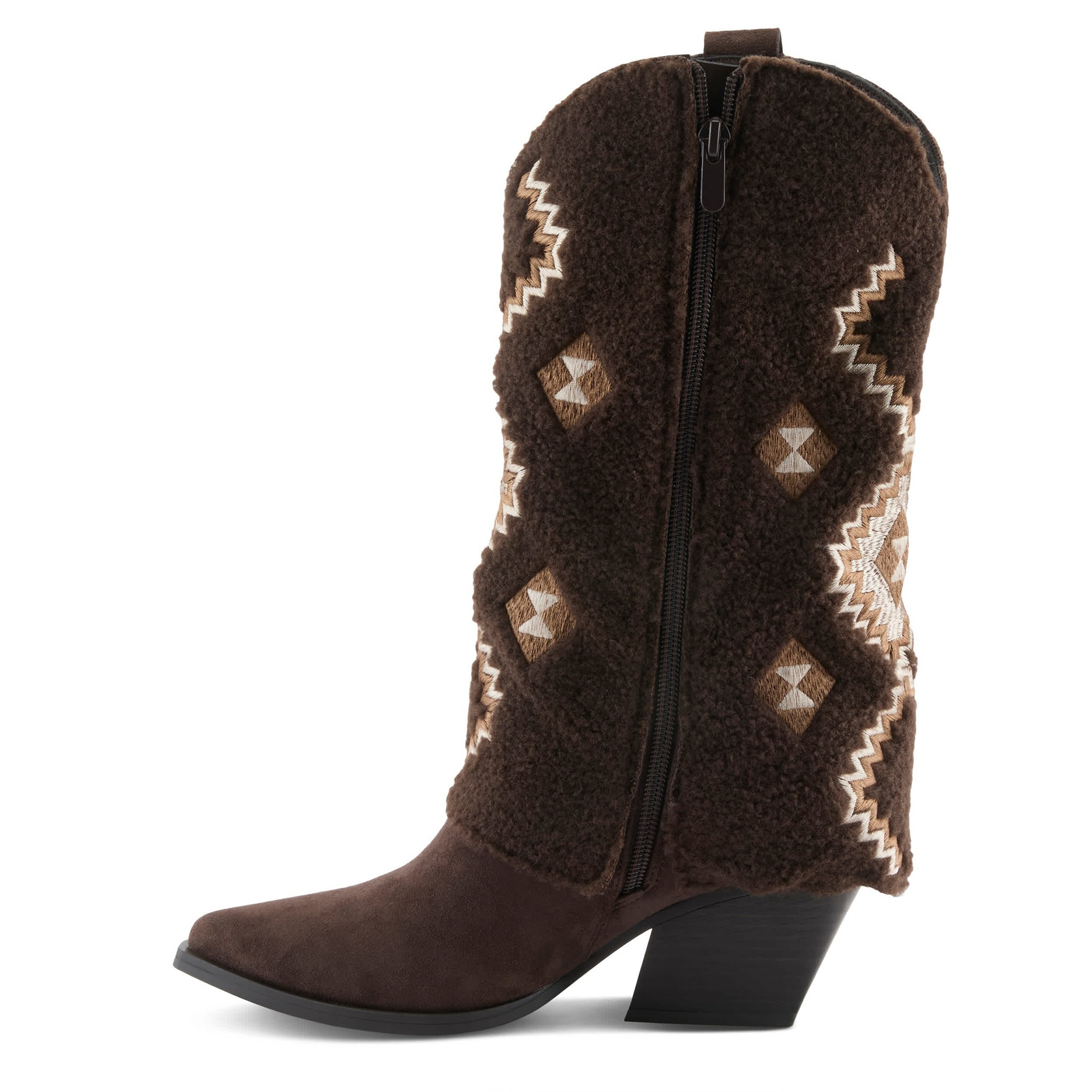 PATRIZIA-WOMENS WESTEE WESTERN FAUX FUR BOOT-DARK BROWN & 