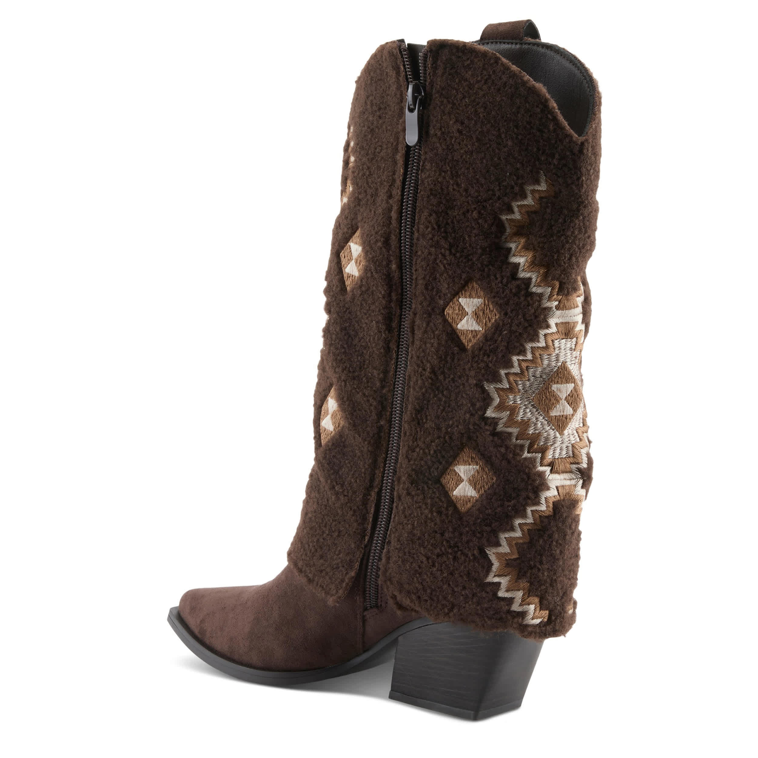 PATRIZIA-WOMENS WESTEE WESTERN FAUX FUR BOOT-DARK BROWN & 