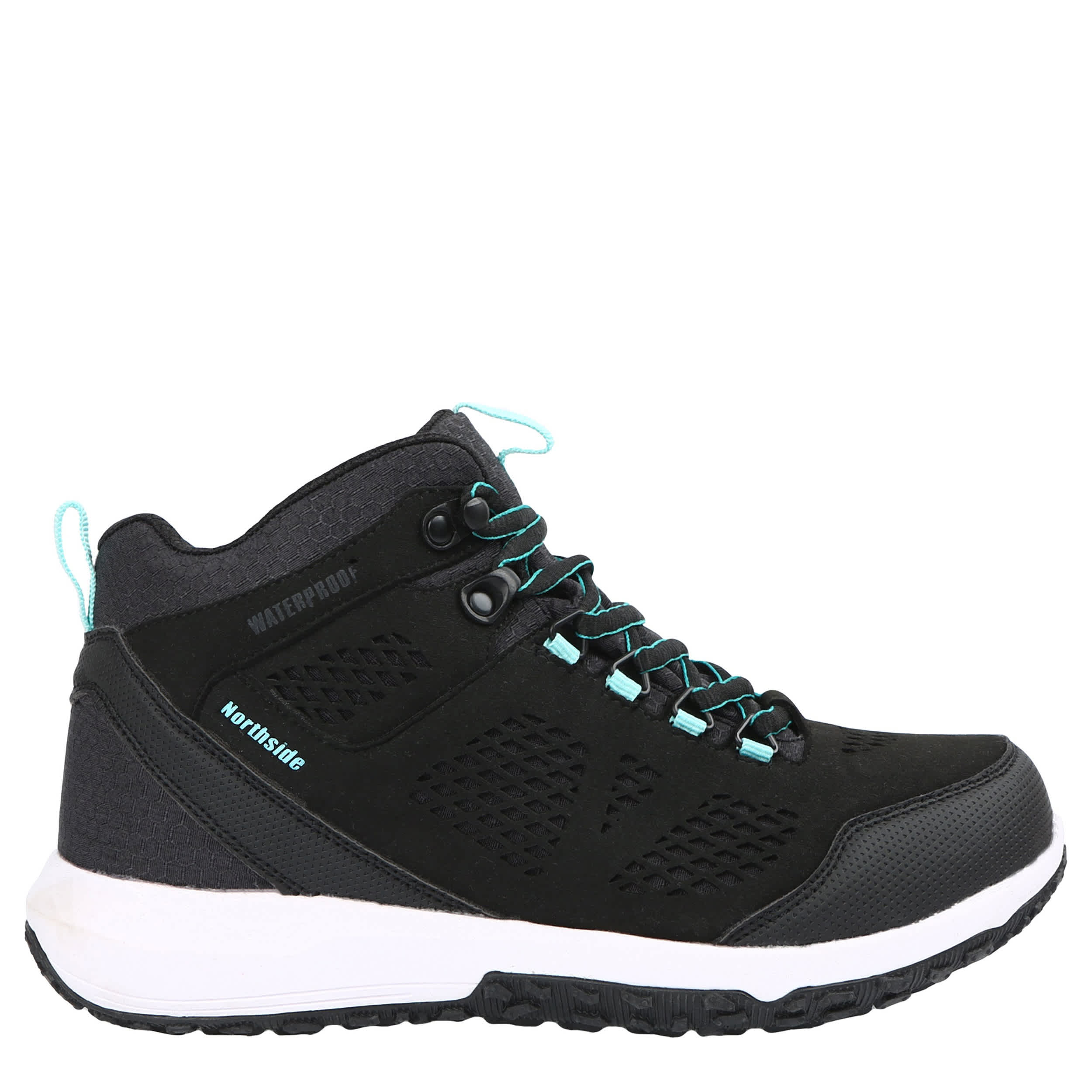 NORTHSIDE-WOMENS BENTON MID HIKING BOOT-BLACK & AQUA