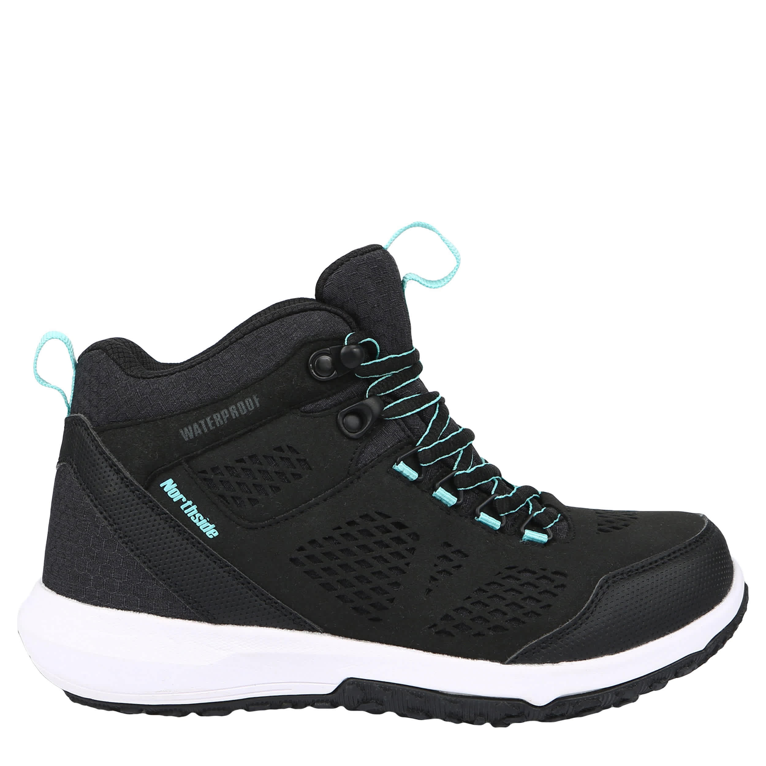 NORTHSIDE-WOMENS BENTON MID HIKING BOOT-BLACK & AQUA