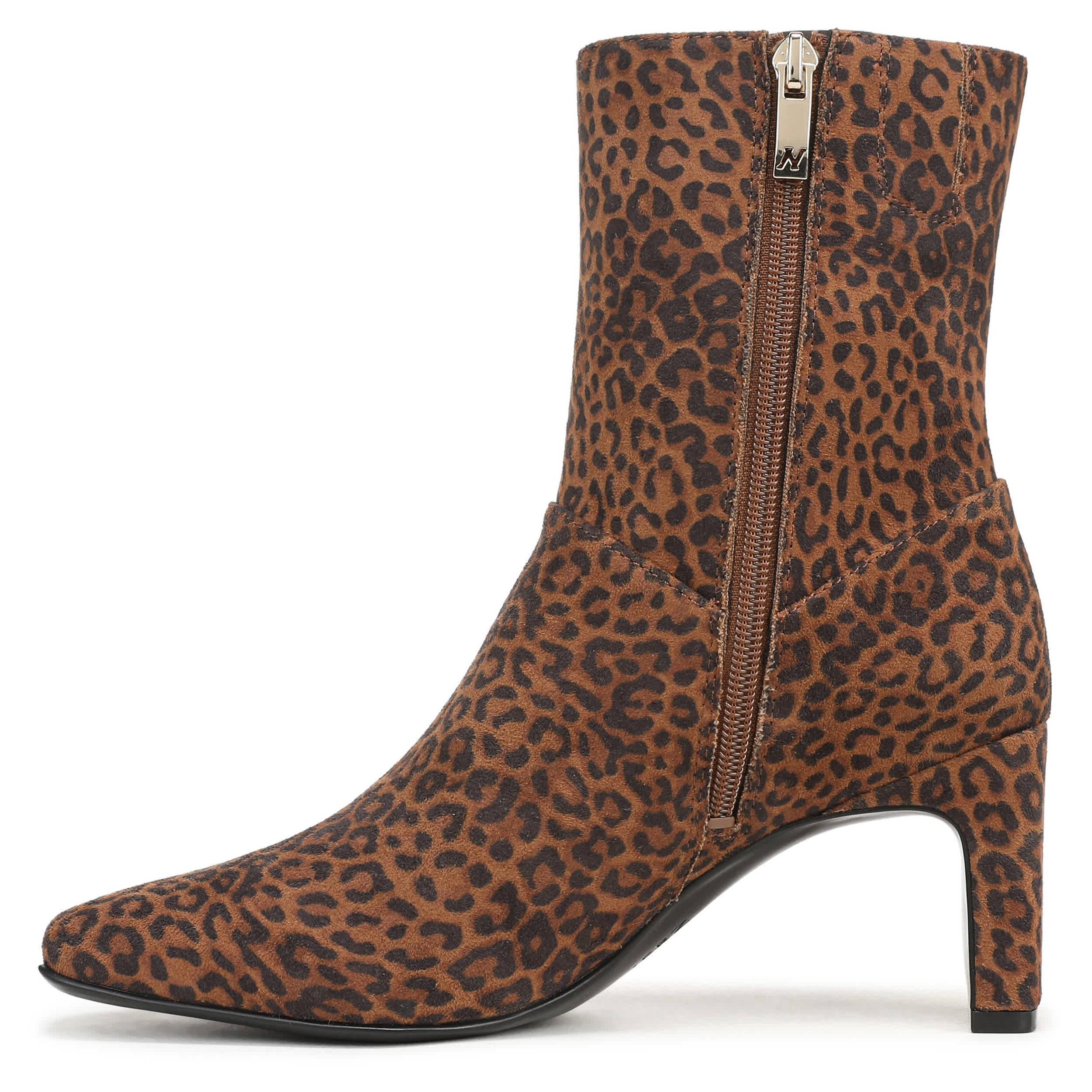 NATURALIZER-WOMENS NONA-BOOTIE BOOTIE-DARK BROWN & LEOPARD