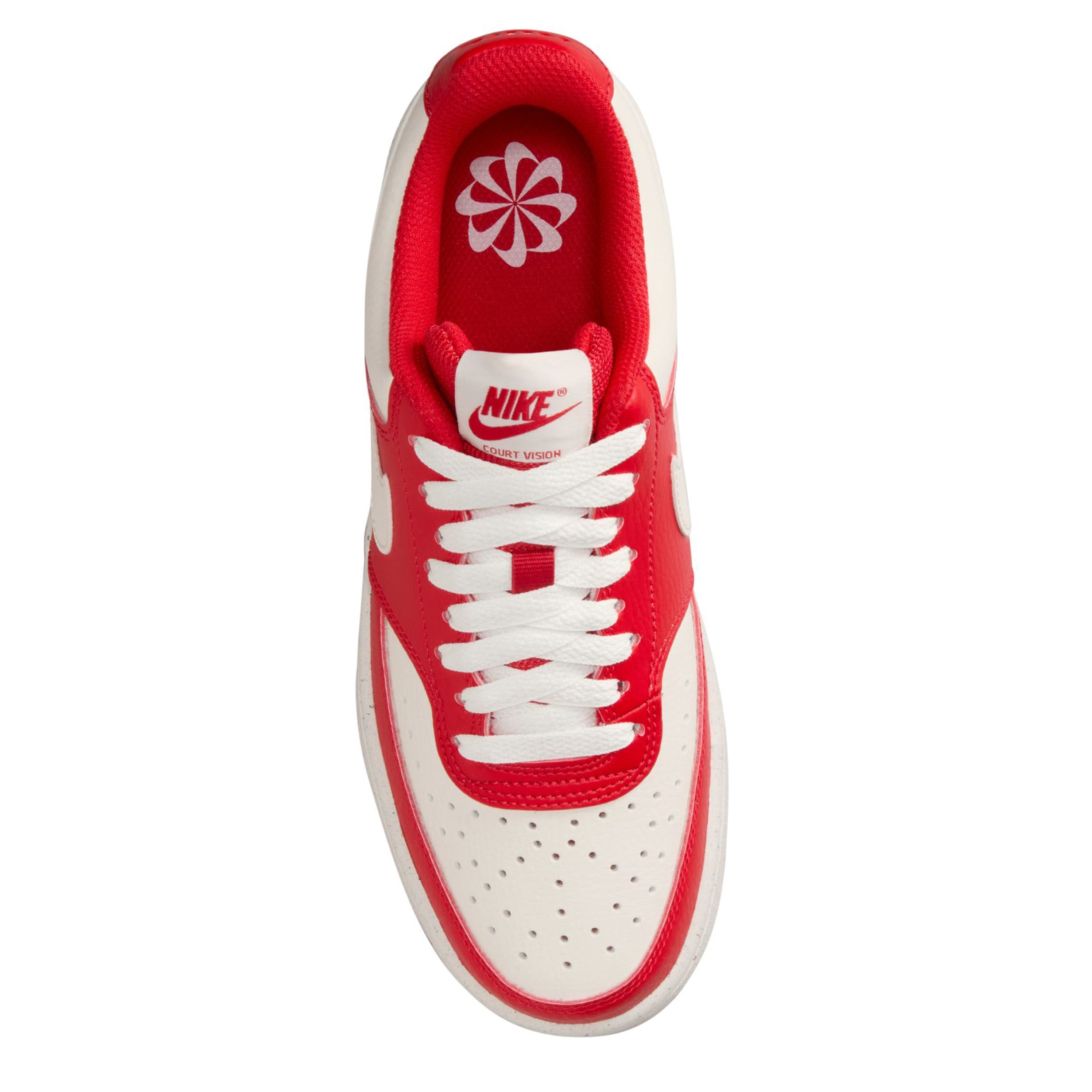 NIKE WOMENS COURT VISION LOW SNEAKER - RED