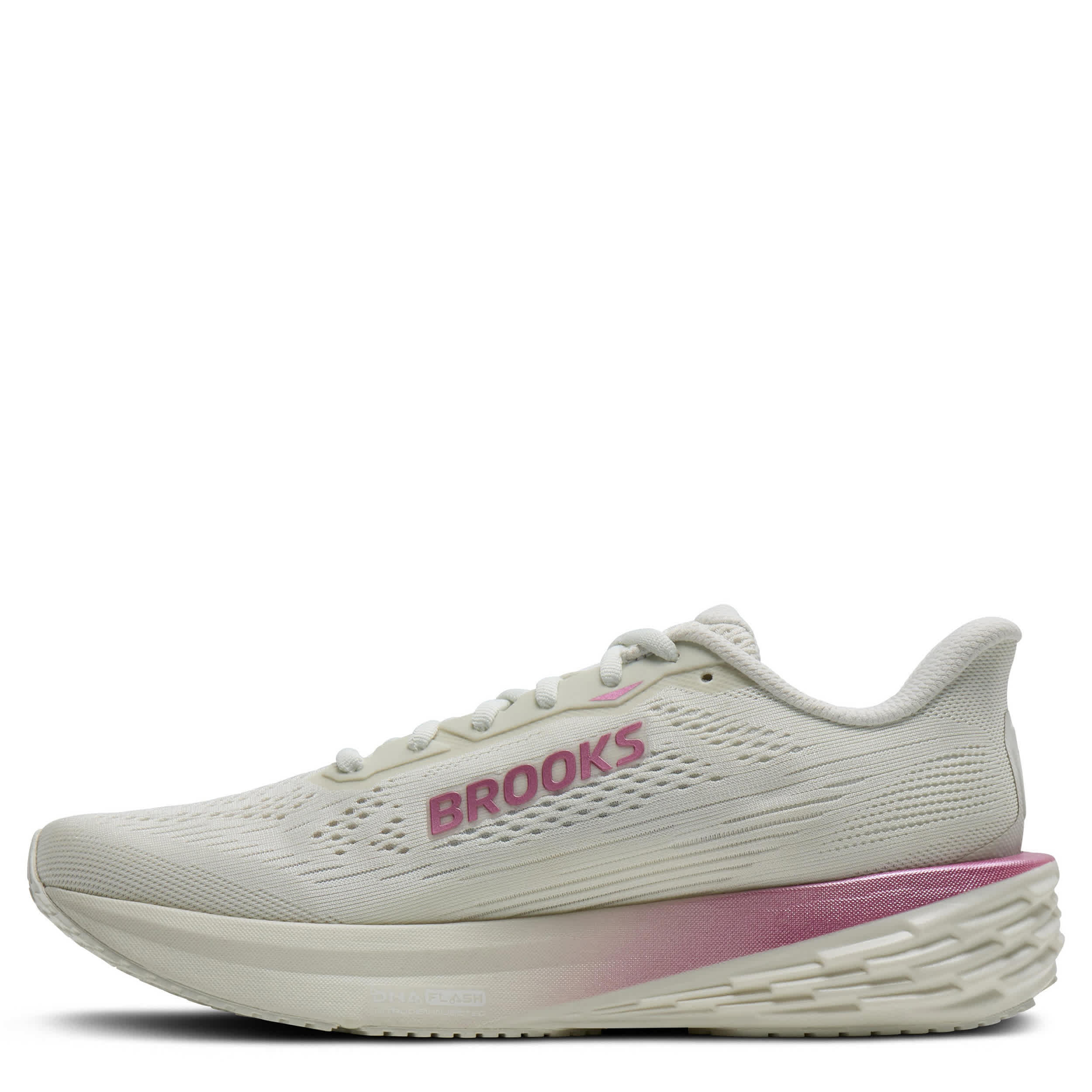 BROOKS-WOMENS LAUNCH 12 RUNNING SHOE-OFF WHITE & PINK