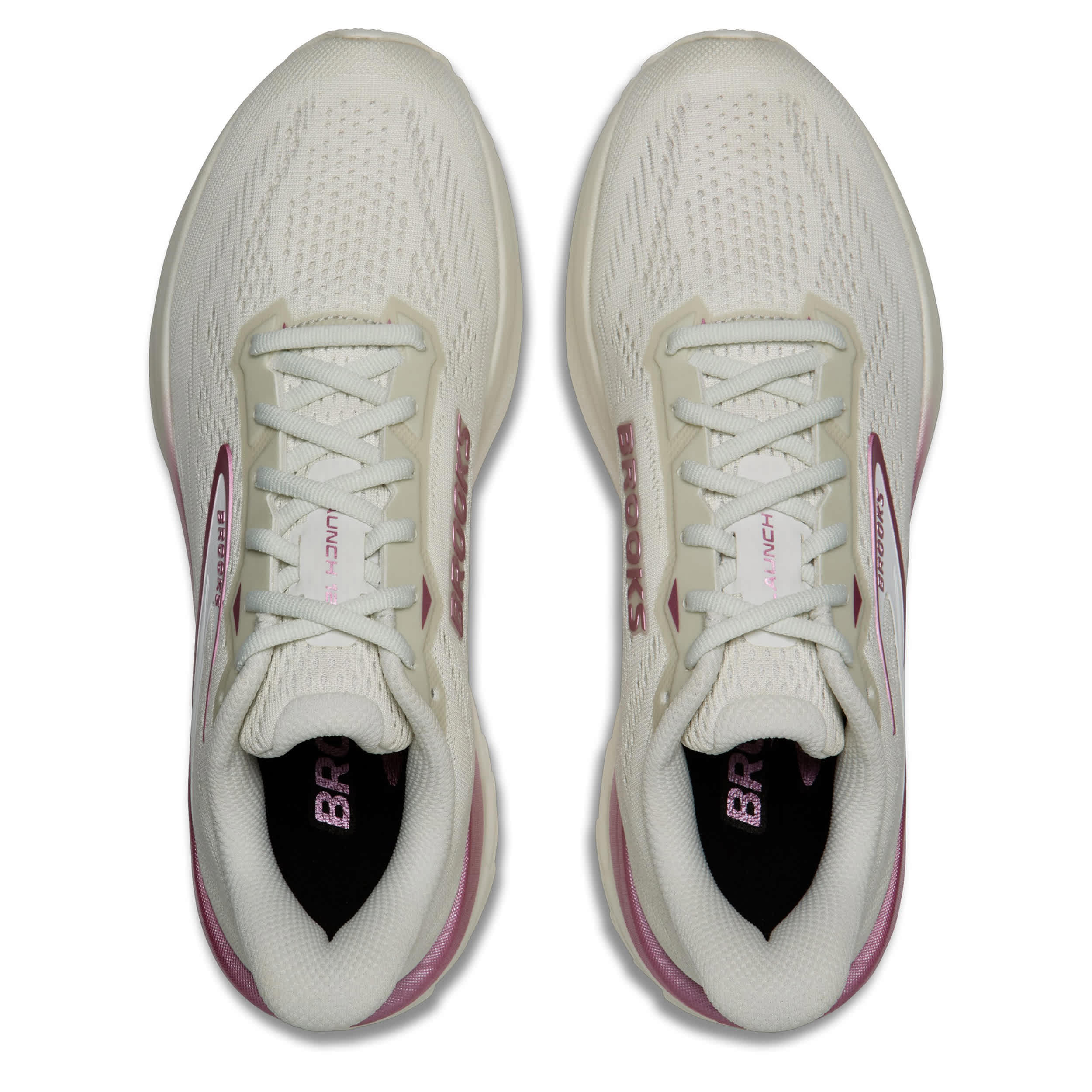 BROOKS-WOMENS LAUNCH 12 RUNNING SHOE-OFF WHITE & PINK