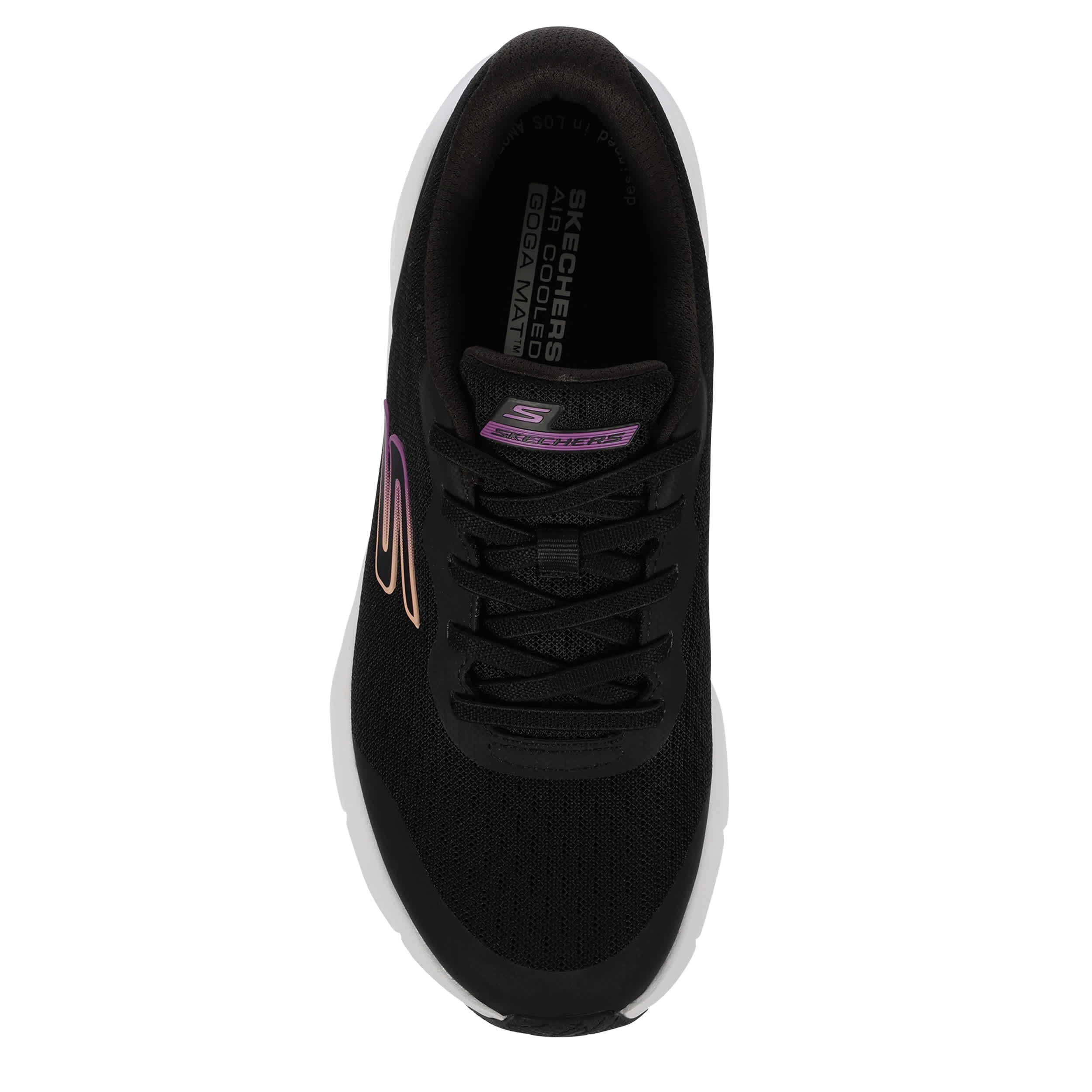 SKECHERS-WOMENS GLIDE-STEP VORTEX RUNNING SHOE-BLACK & WHITE