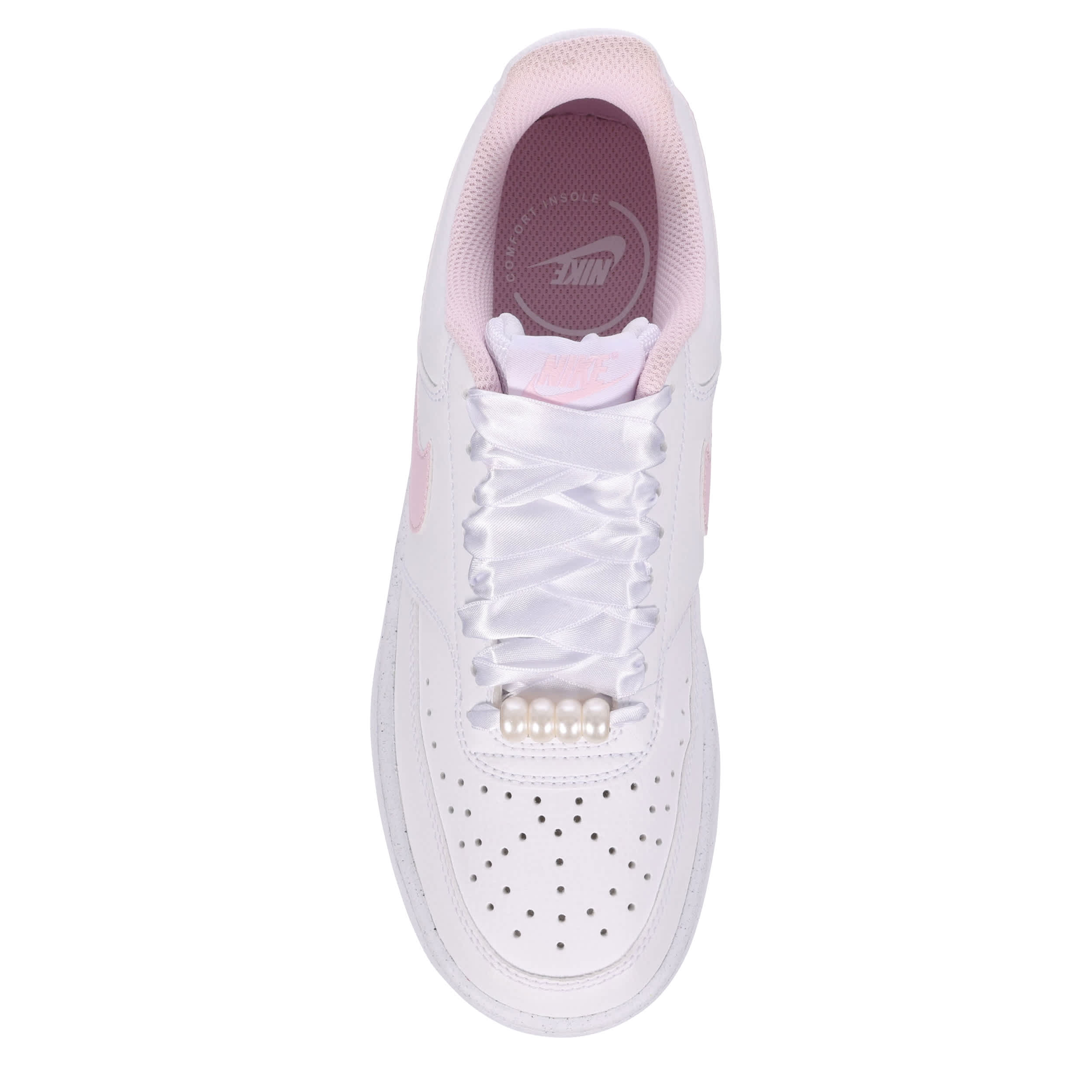 NIKE-WOMENS COURT VISION LOW SNEAKER-WHITE & PINK
