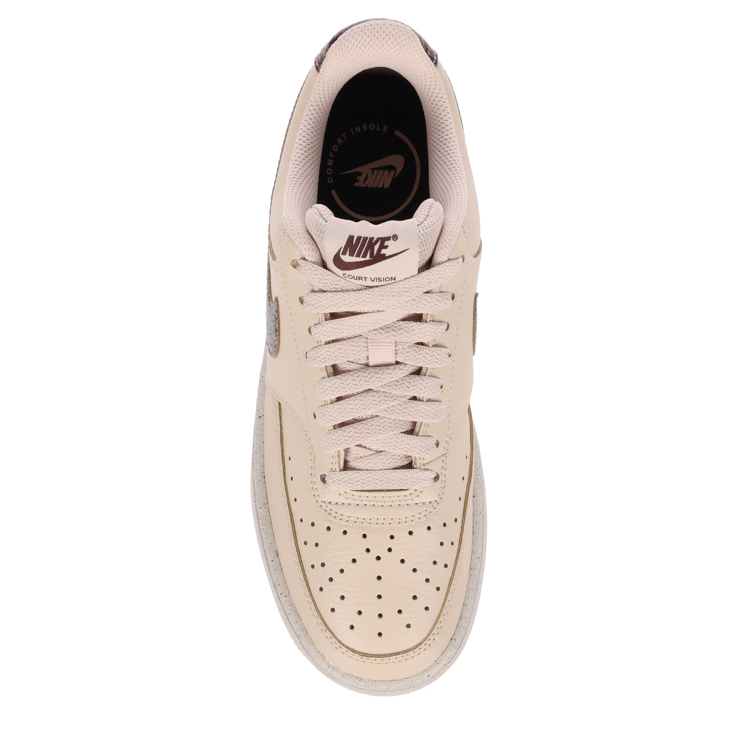 NIKE-WOMENS COURT VISION LOW SNEAKER-TAN & SNAKE