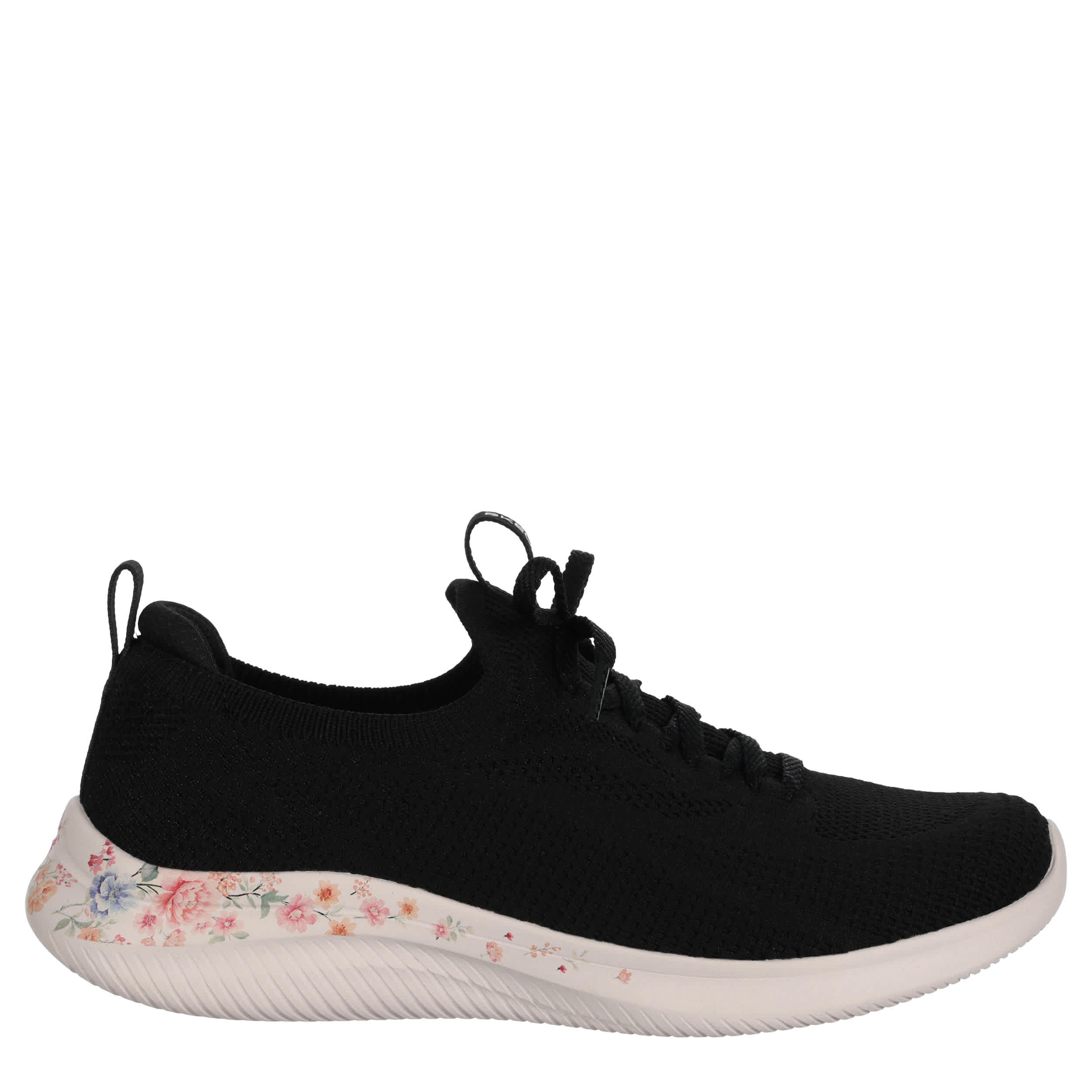 SKECHERS-WOMENS ULTRA FLEX 4.0 RUNNING SHOE-BLACK & FLORAL