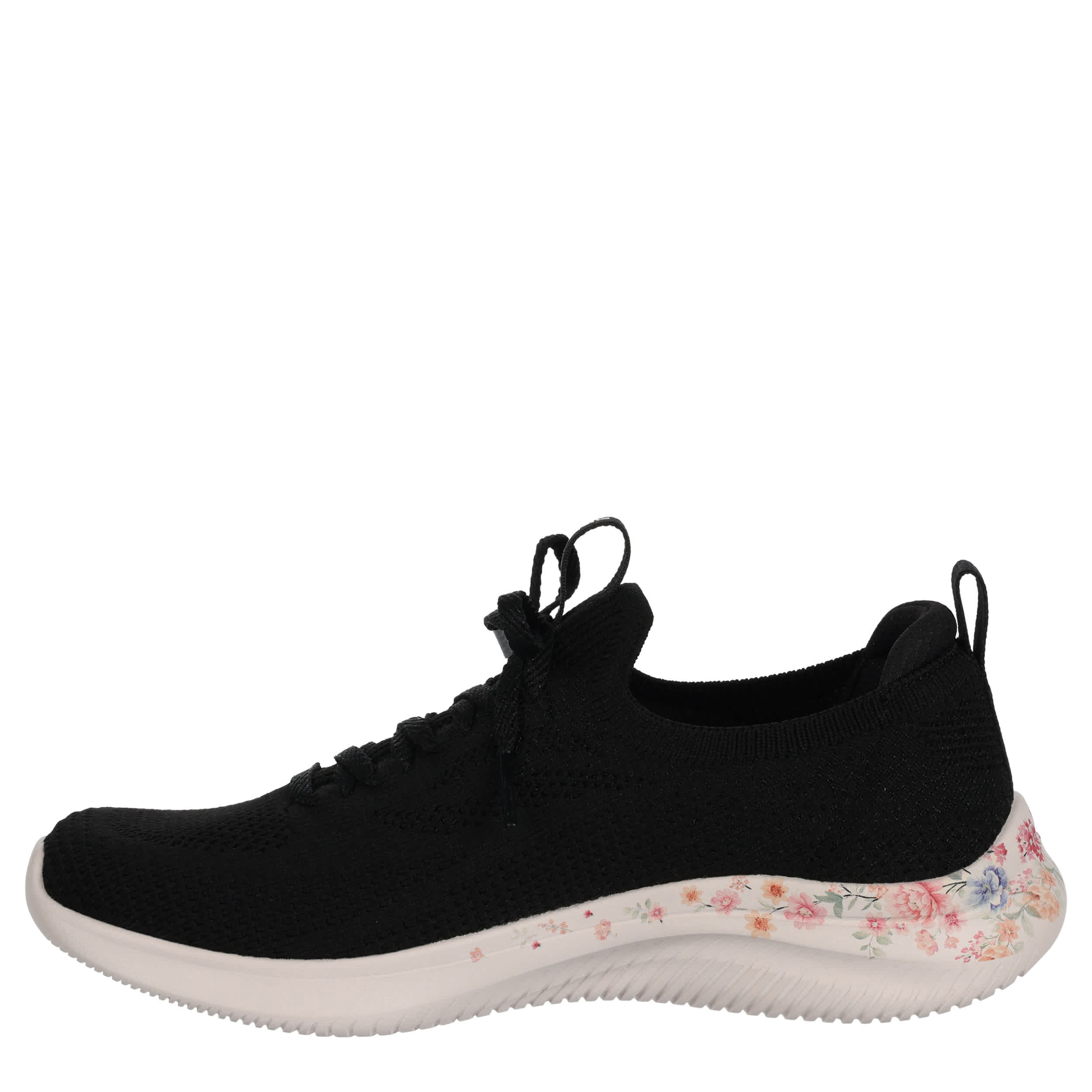 SKECHERS-WOMENS ULTRA FLEX 4.0 RUNNING SHOE-BLACK & FLORAL