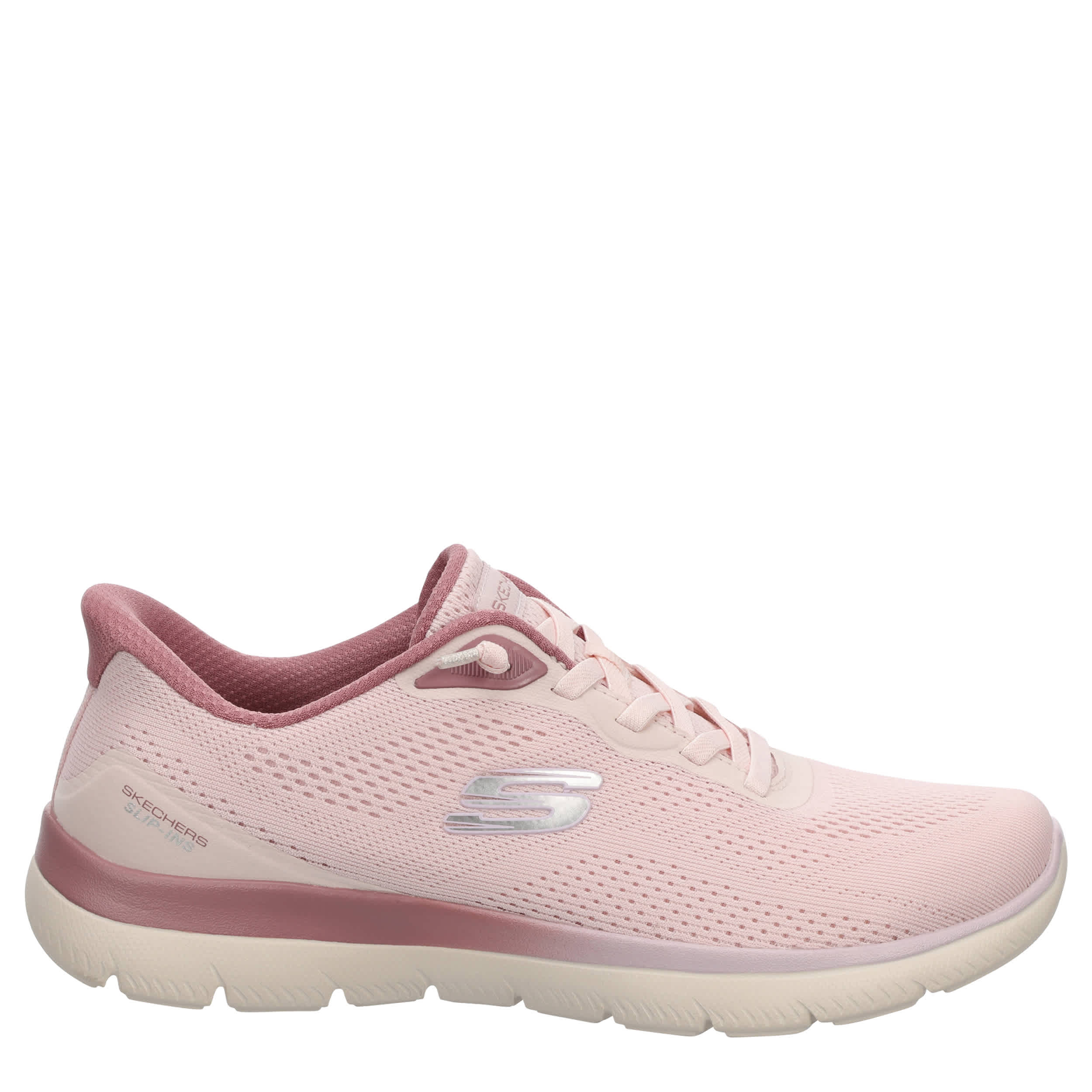 SKECHERS-WOMENS SLIP-INS SUMMITS RUNNING SHOE-MAUVE & PALE PINK