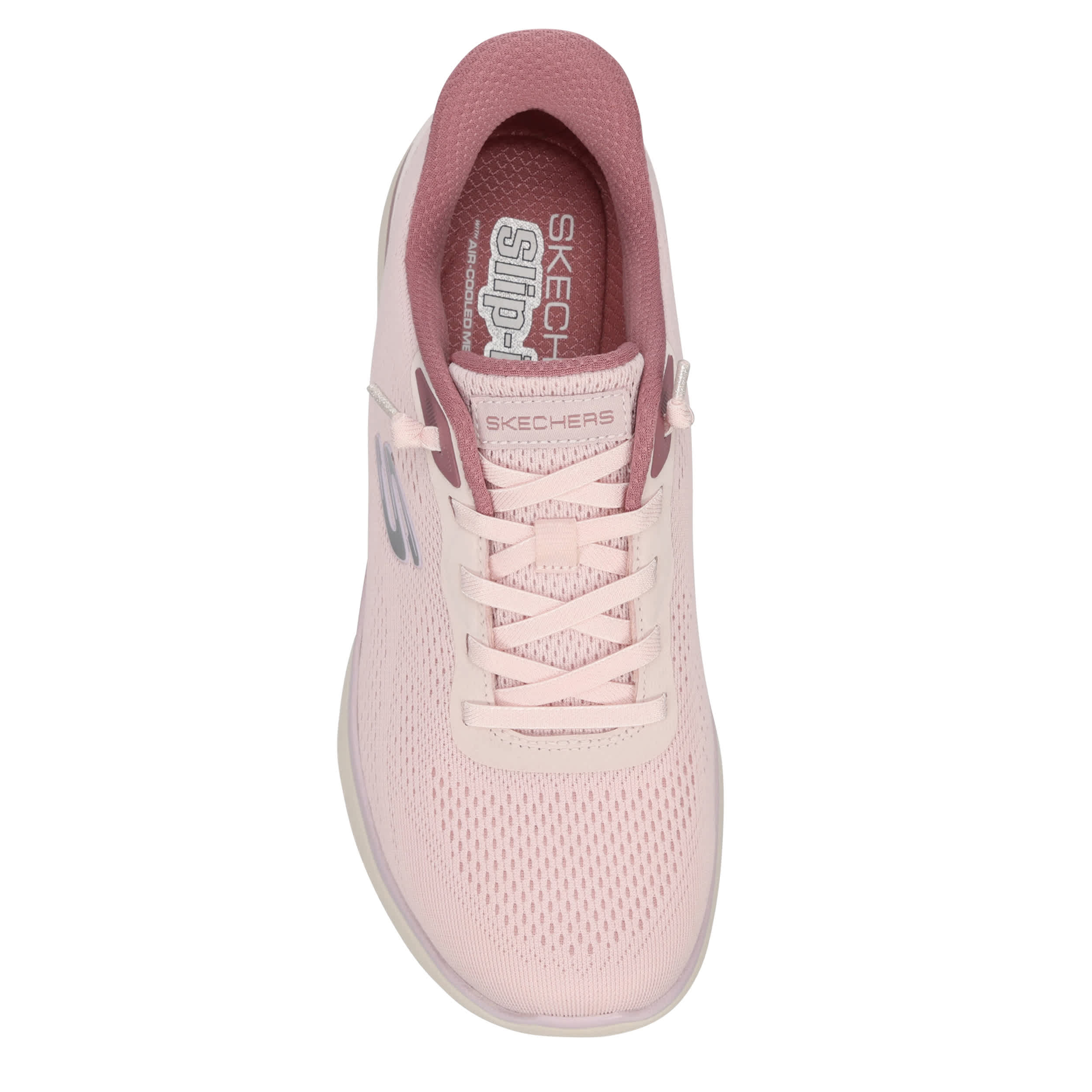SKECHERS-WOMENS SLIP-INS SUMMITS RUNNING SHOE-MAUVE & PALE PINK