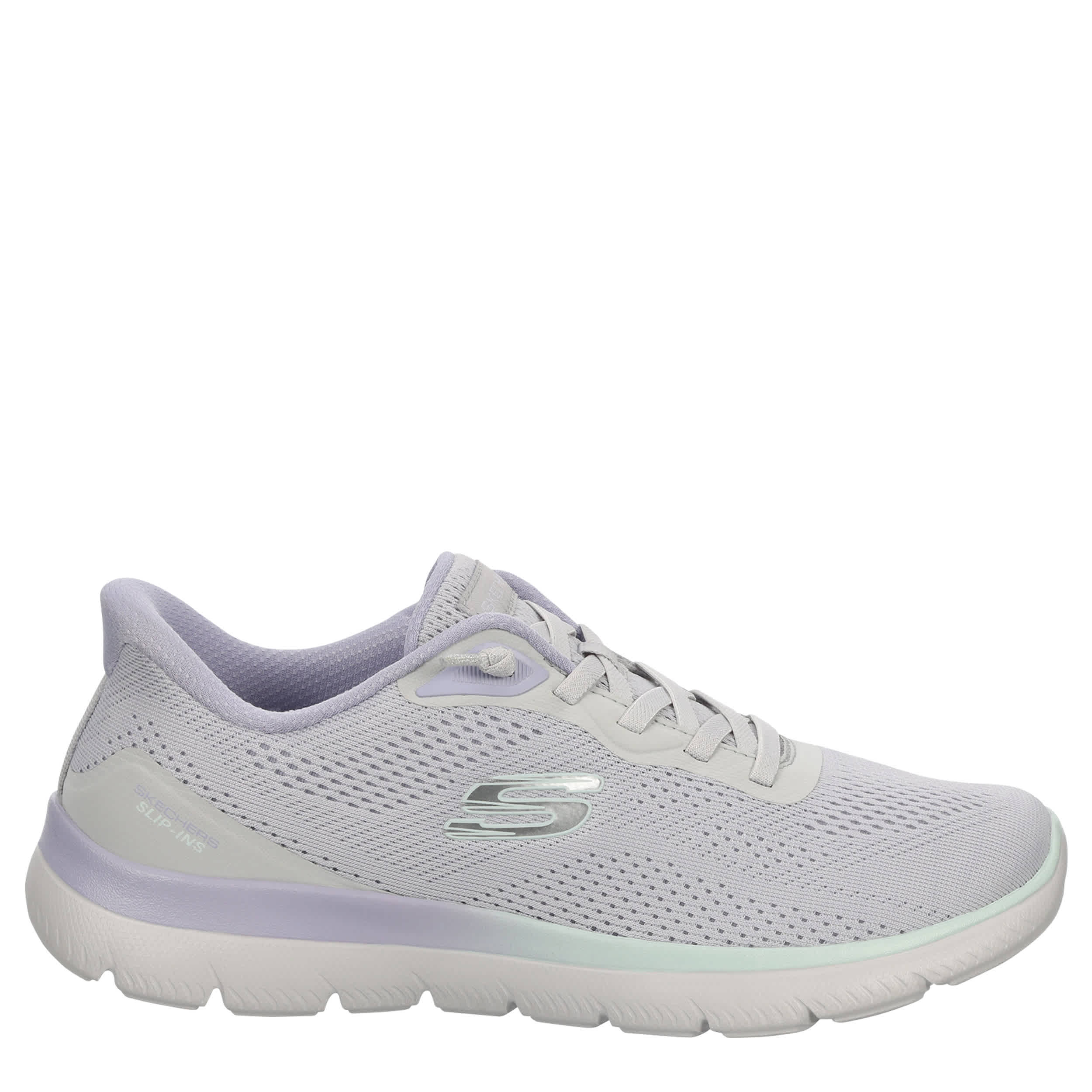 SKECHERS-WOMENS SLIP-INS SUMMITS RUNNING SHOE-GREY & LILAC