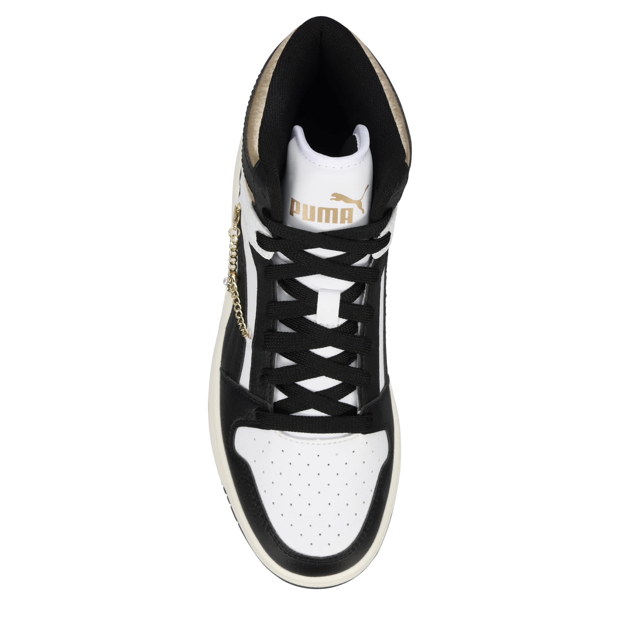 PUMA-WOMENS REBOUND LAYUP SNEAKER-BLACK & GOLD