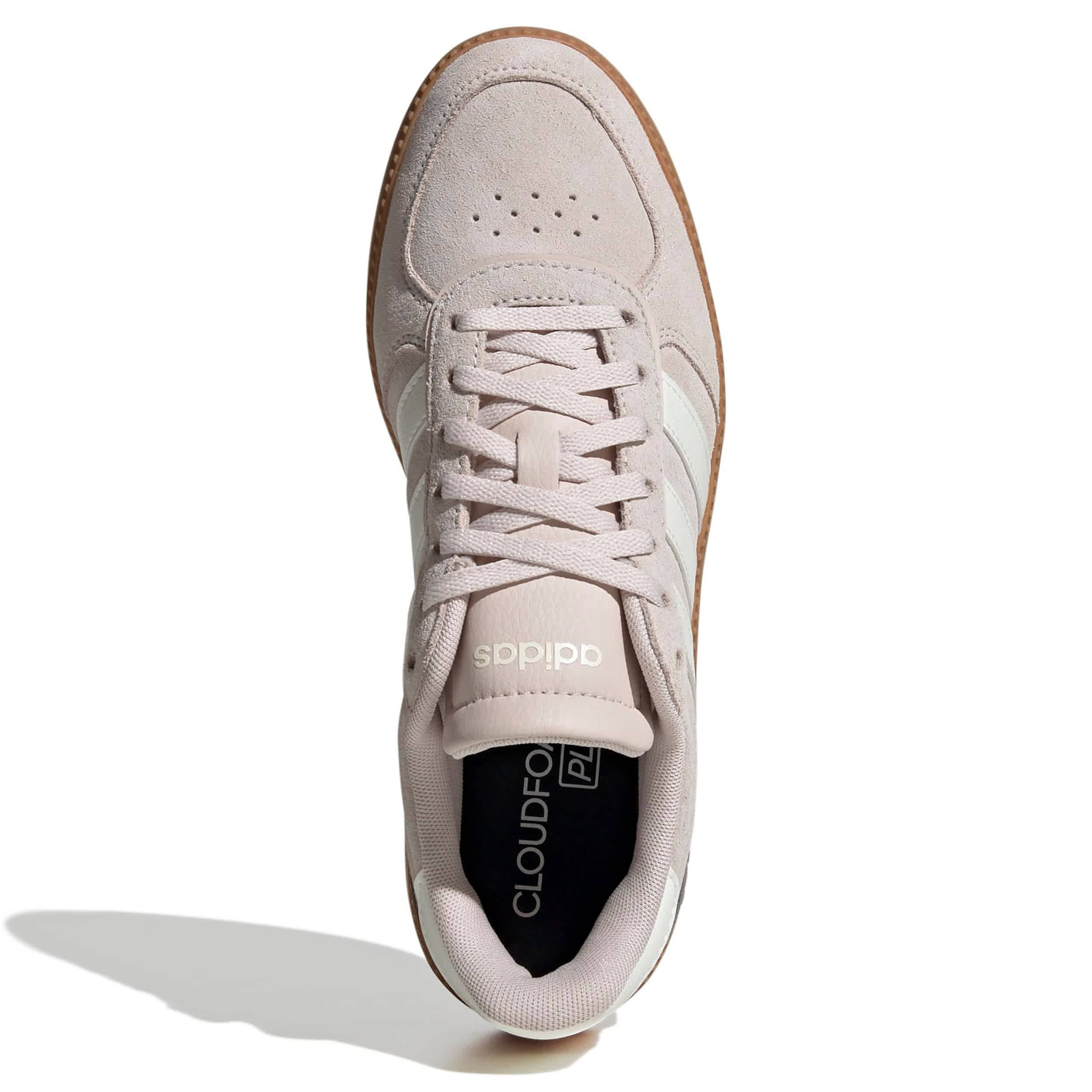 ADIDAS-WOMENS BREAKNET SLEEK SNEAKER-MAUVE & WHITE
