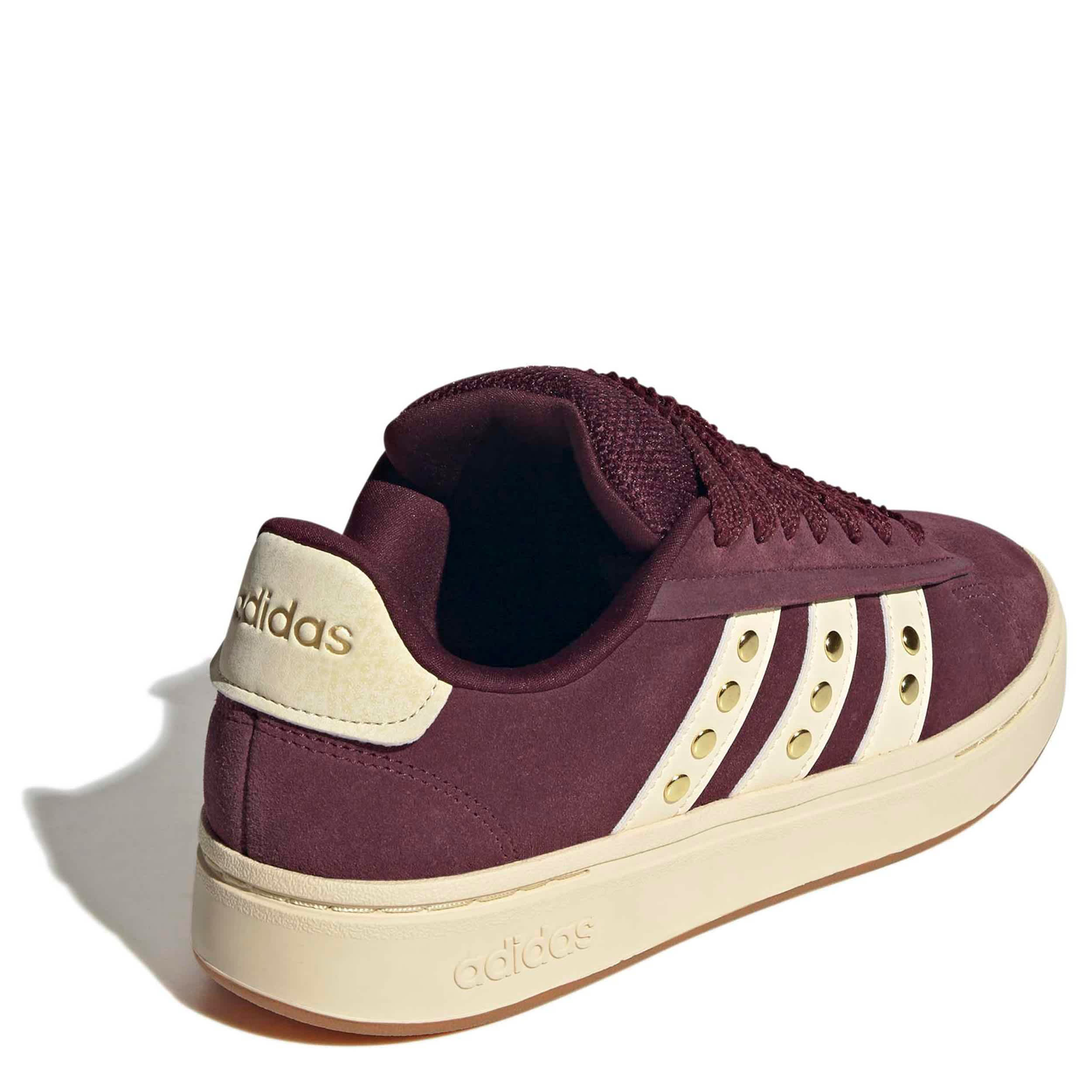 ADIDAS-WOMENS GRAND COURT ALPHA 00'S SNEAKER-BURGUNDY & OFF WHITE