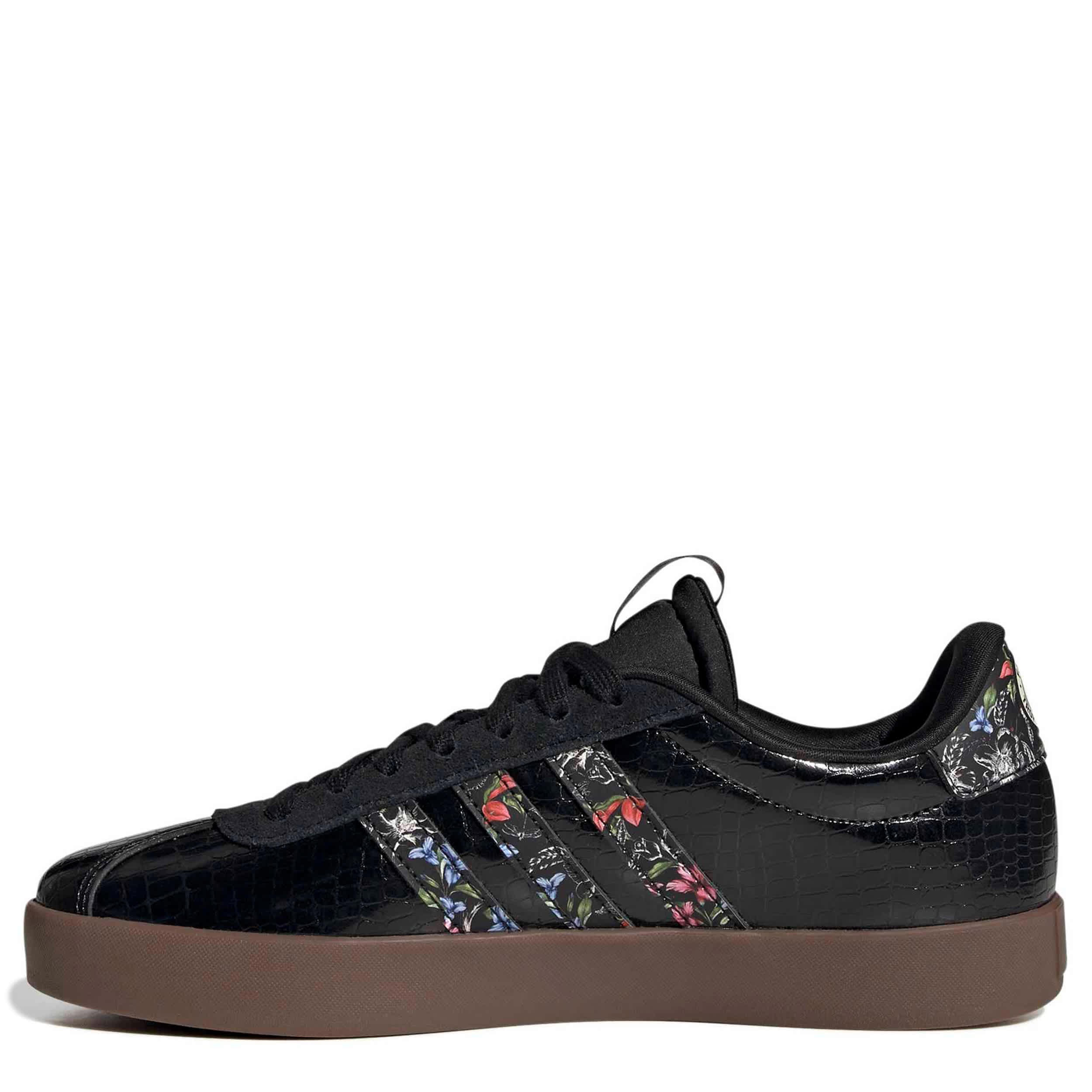 ADIDAS-WOMENS VL COURT 3.0 SNEAKER-BLACK & FLORAL