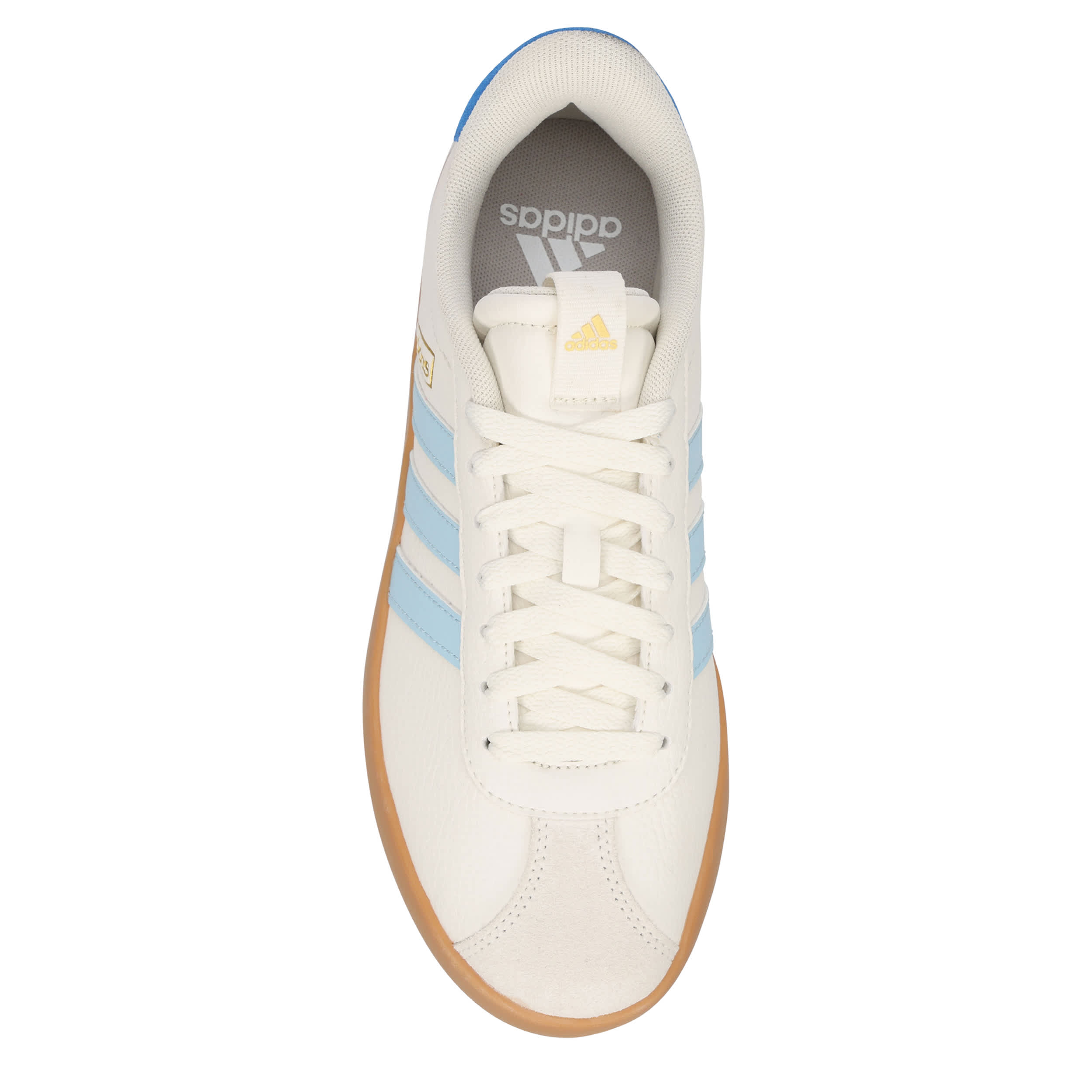 ADIDAS-WOMENS VL COURT 3.0 SNEAKER-OFF WHITE & LIGHT BLUE