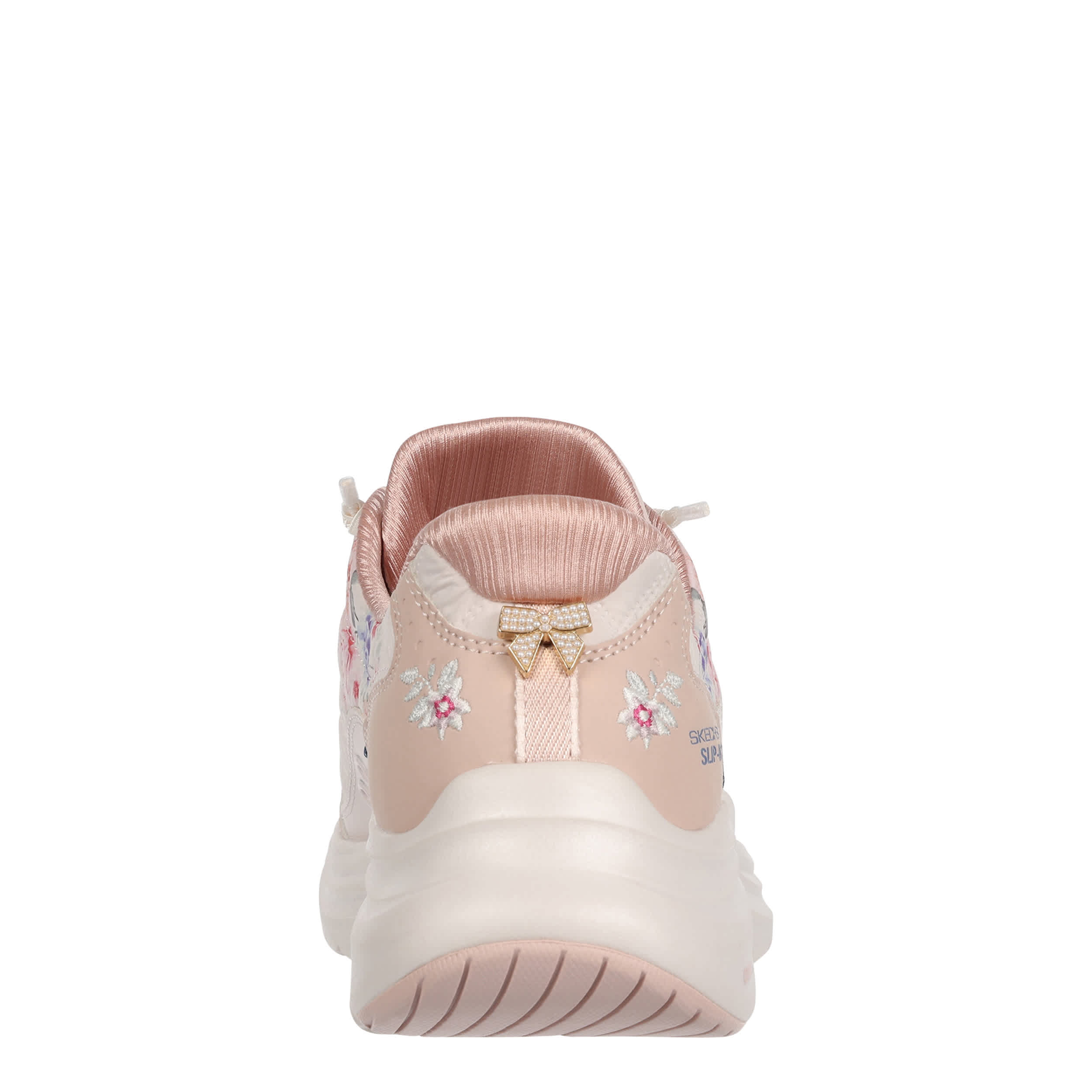 SKECHERS-WOMENS SLIP-INS CONTOUR FOAM COZY FIT SNEAKER-PINK & FLORAL
