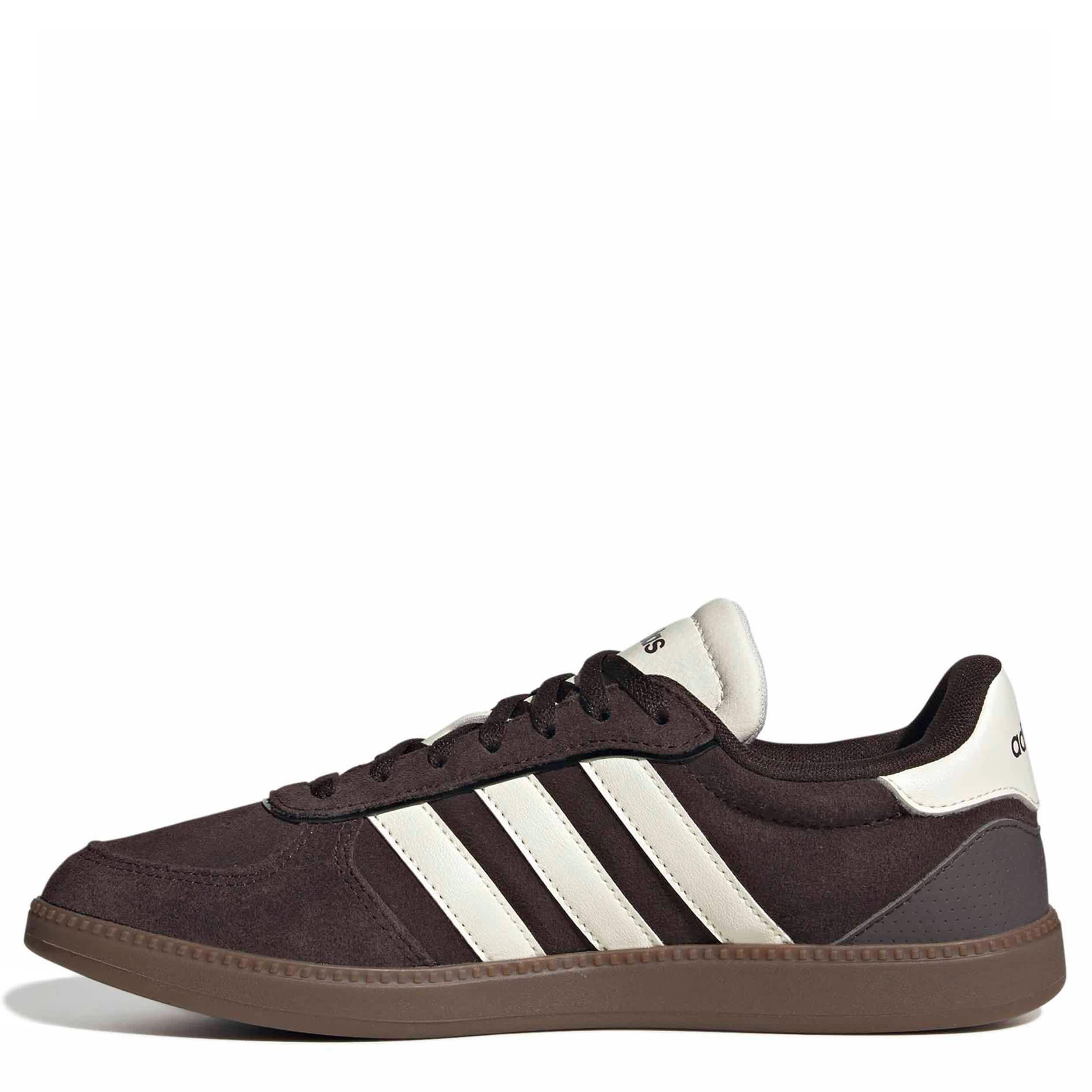 ADIDAS-WOMENS BREAKNET SLEEK SNEAKER-DARK BROWN & OFF WHITE