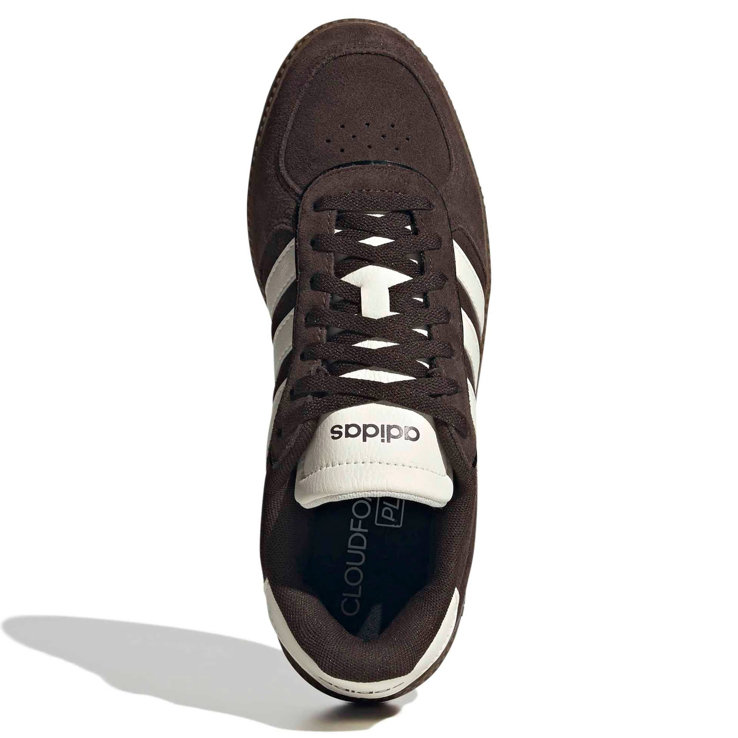 ADIDAS-WOMENS BREAKNET SLEEK SNEAKER-DARK BROWN & OFF WHITE