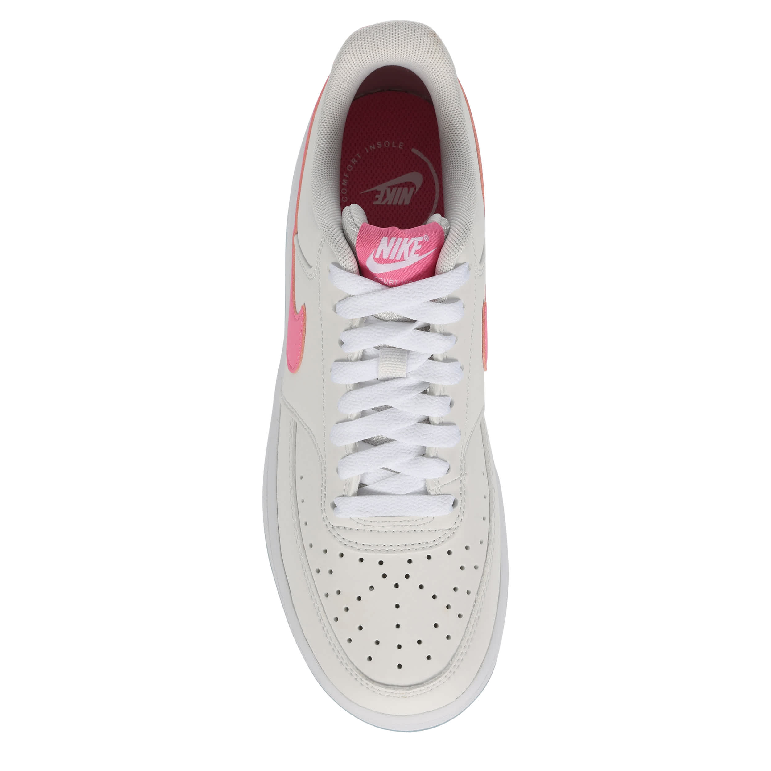 NIKE-WOMENS COURT VISION LOW SNEAKER-GREY & BRIGHT PINK