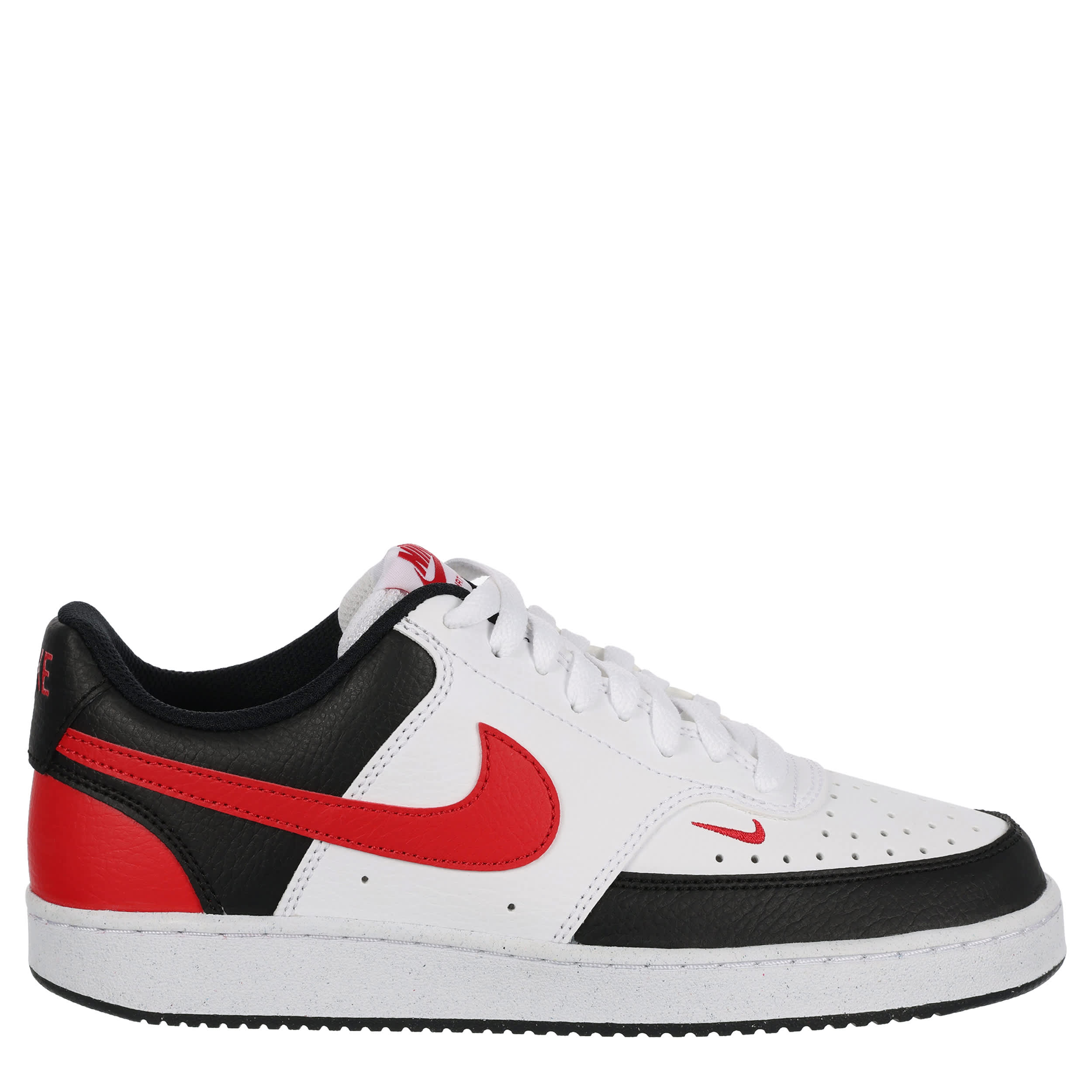 NIKE-WOMENS COURT VISION LOW SNEAKER-RED & BLACK