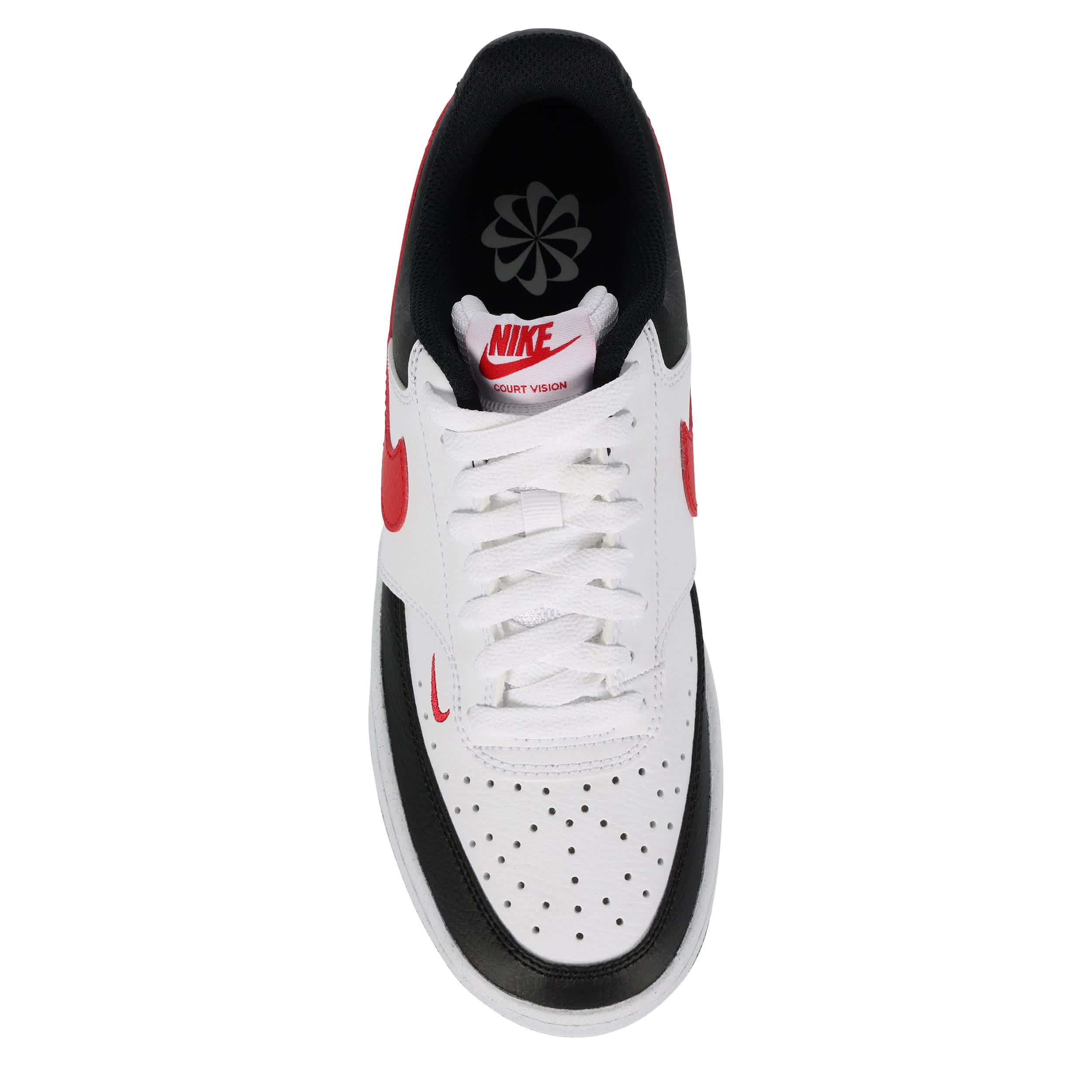 NIKE-WOMENS COURT VISION LOW SNEAKER-RED & BLACK