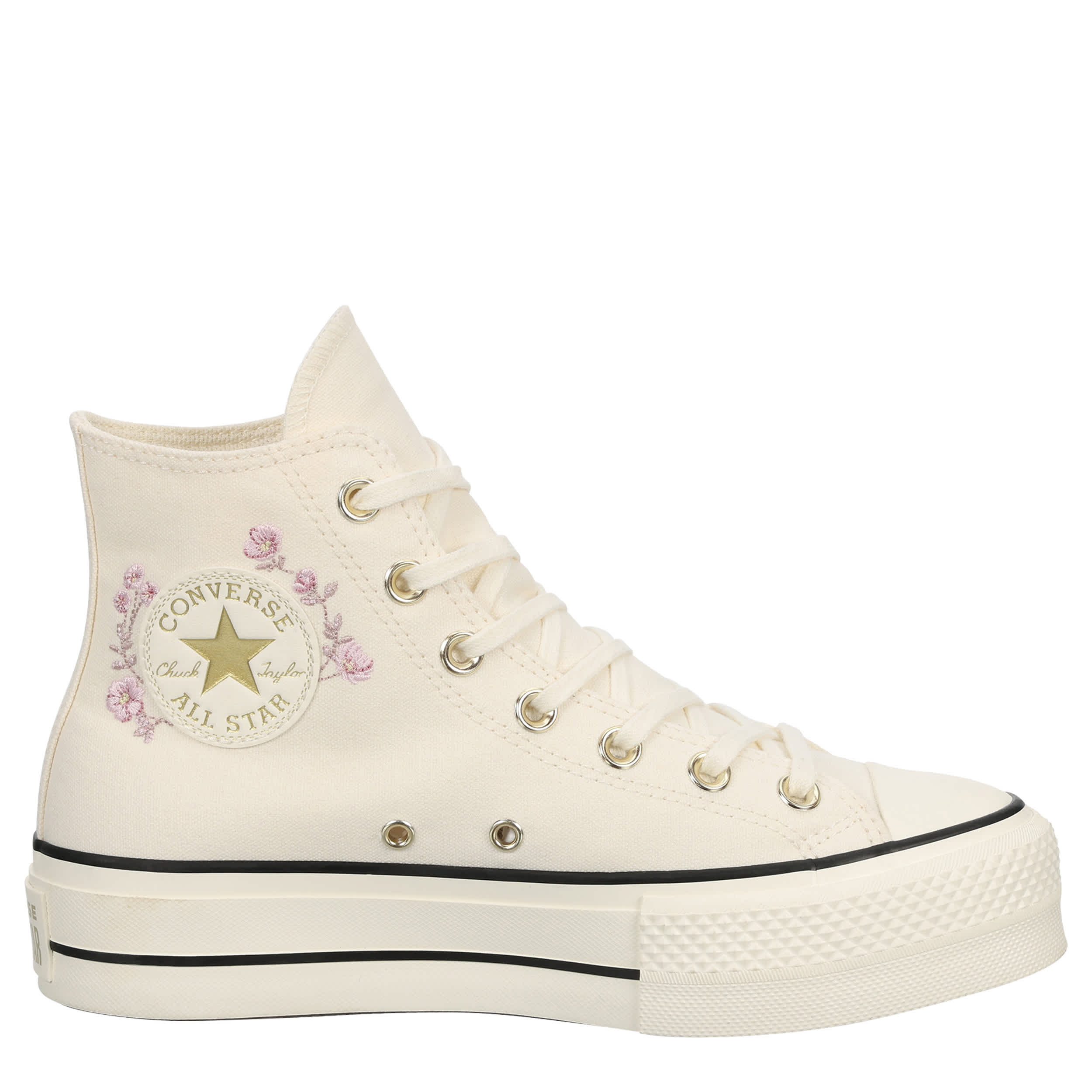CONVERSE-WOMENS CHUCK TAYLOR ALL STAR HIGH TOP PLATFORM SNEAKER-OFF WHITE & FLORAL