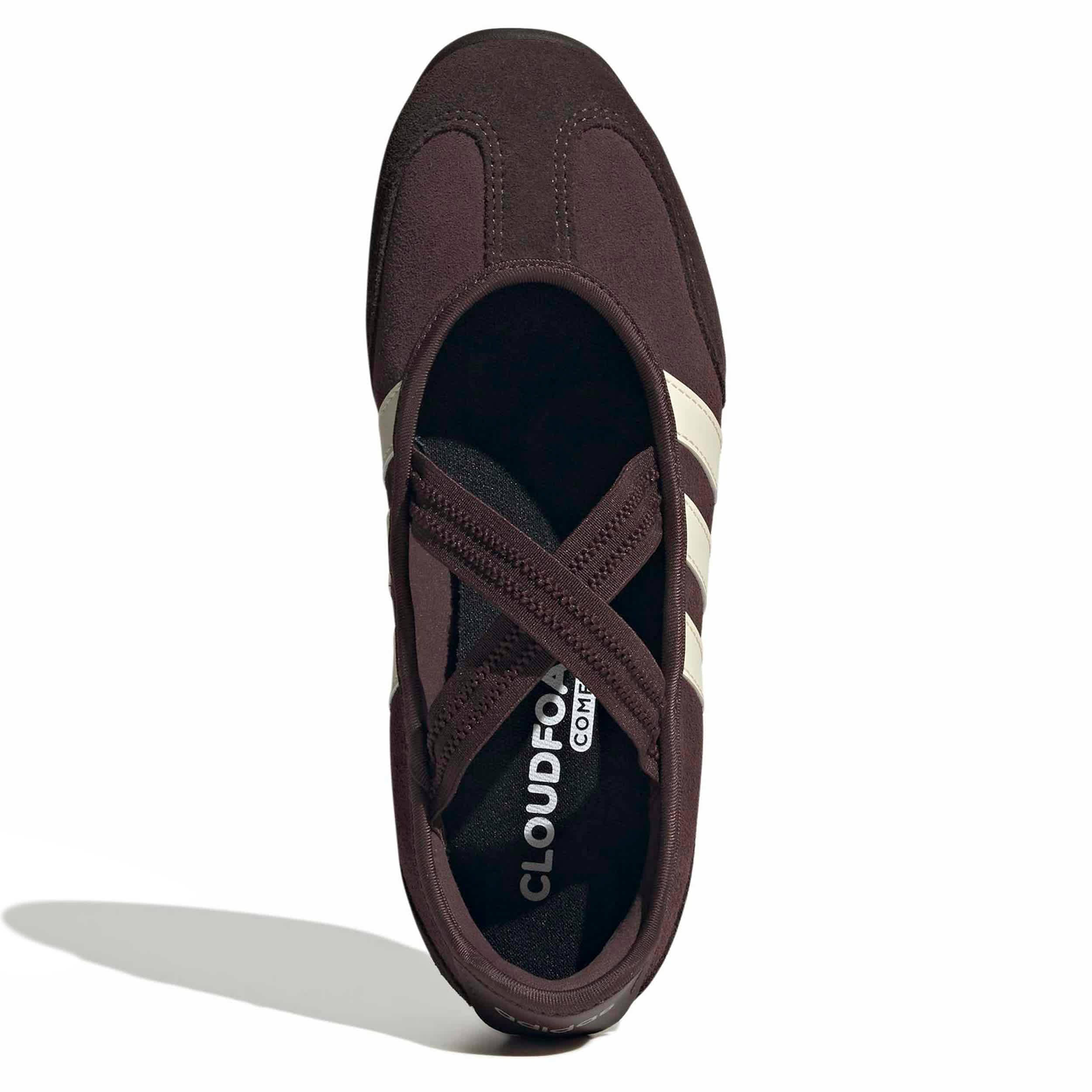 ADIDAS-WOMENS BARREDA MARY JANE SNEAKER-BROWN & OFF WHITE