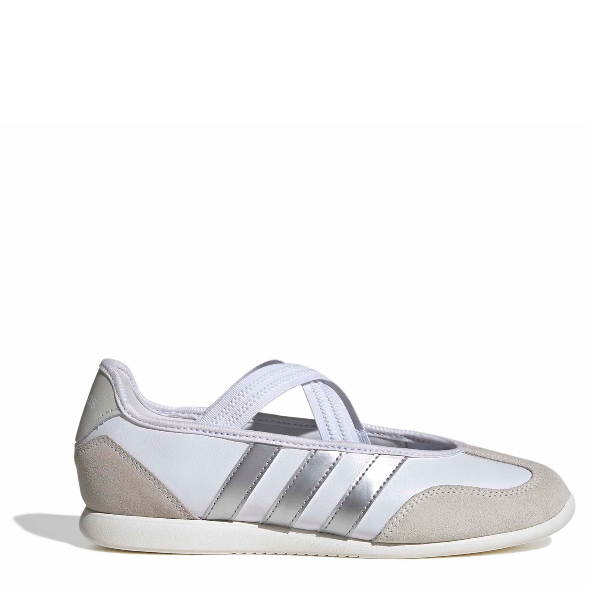 ADIDAS-WOMENS BARREDA MARY JANE SNEAKER-WHITE & SILVER