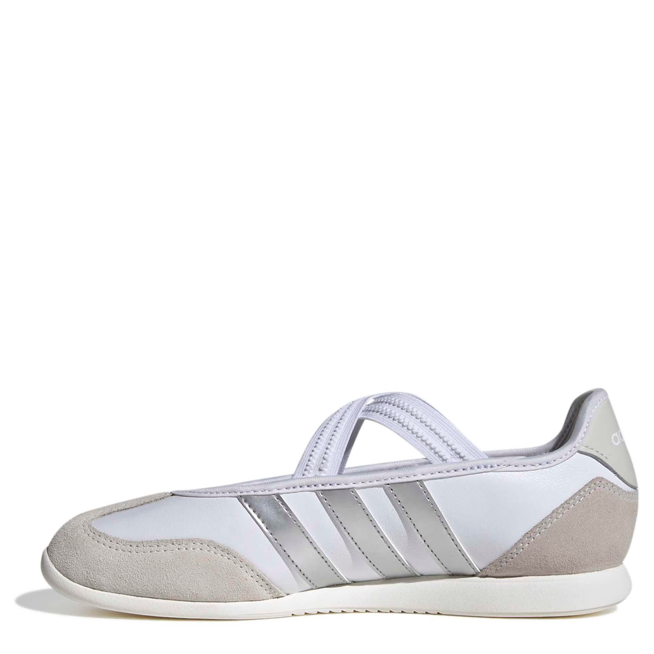 ADIDAS-WOMENS BARREDA MARY JANE SNEAKER-WHITE & SILVER