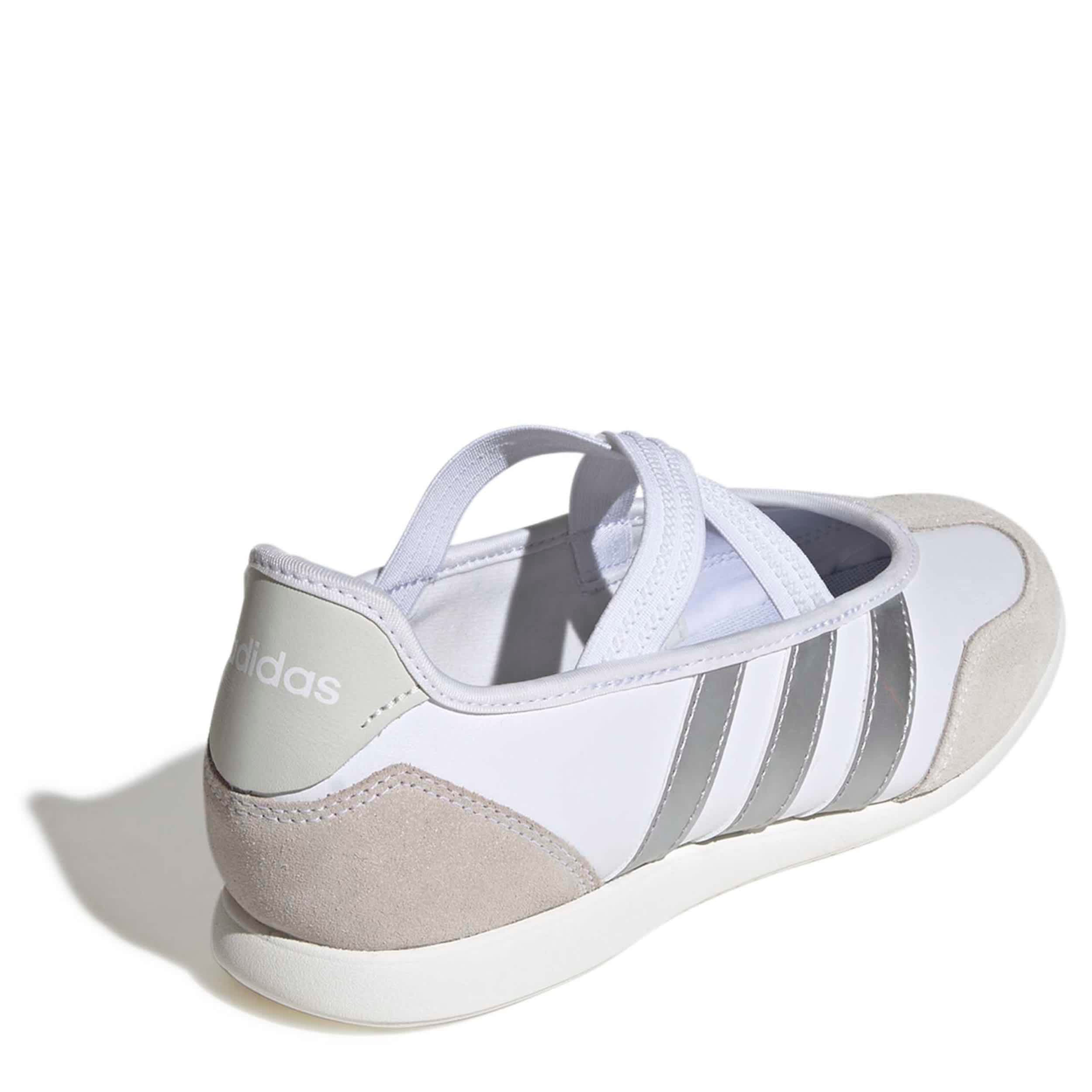 ADIDAS-WOMENS BARREDA MARY JANE SNEAKER-WHITE & SILVER