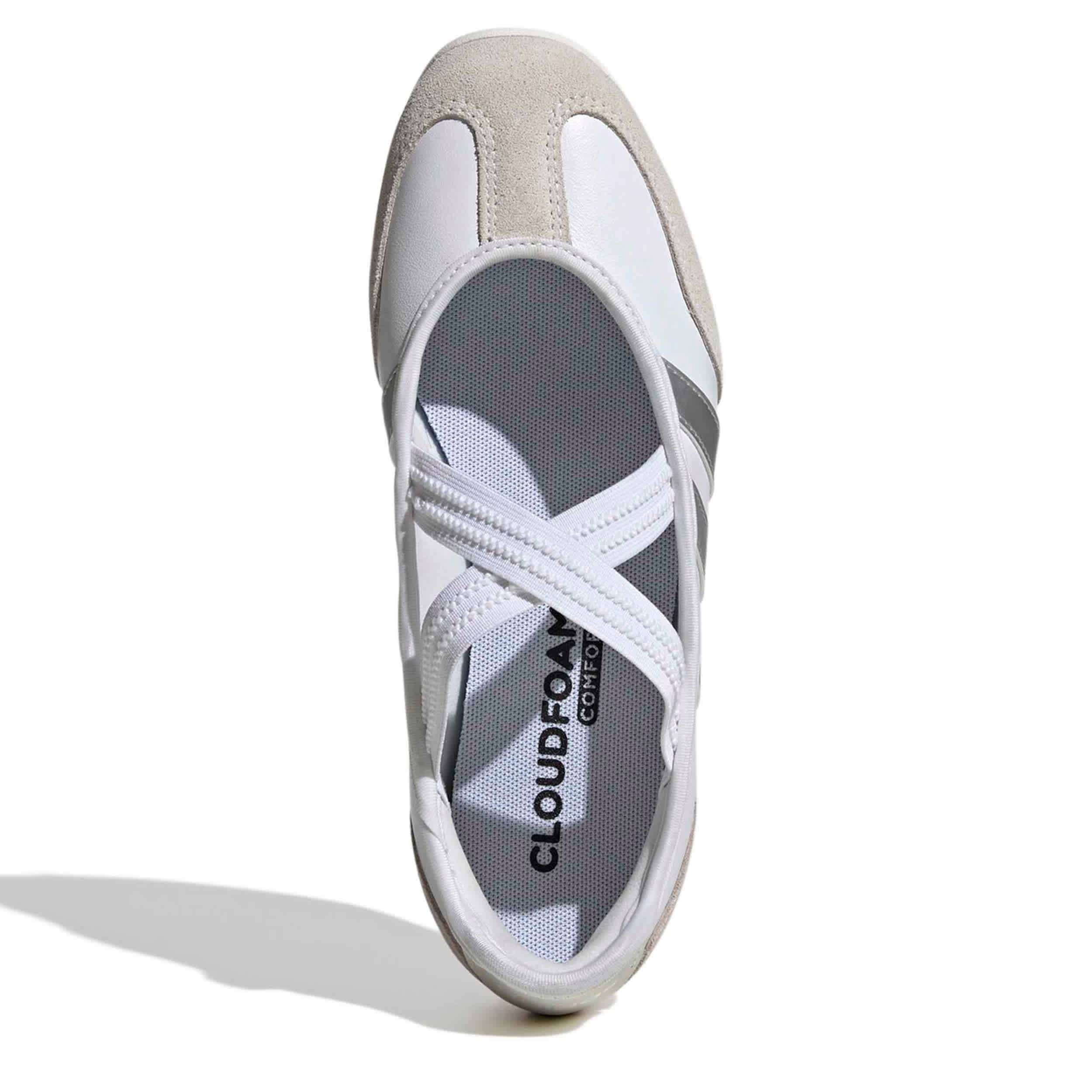 ADIDAS-WOMENS BARREDA MARY JANE SNEAKER-WHITE & SILVER