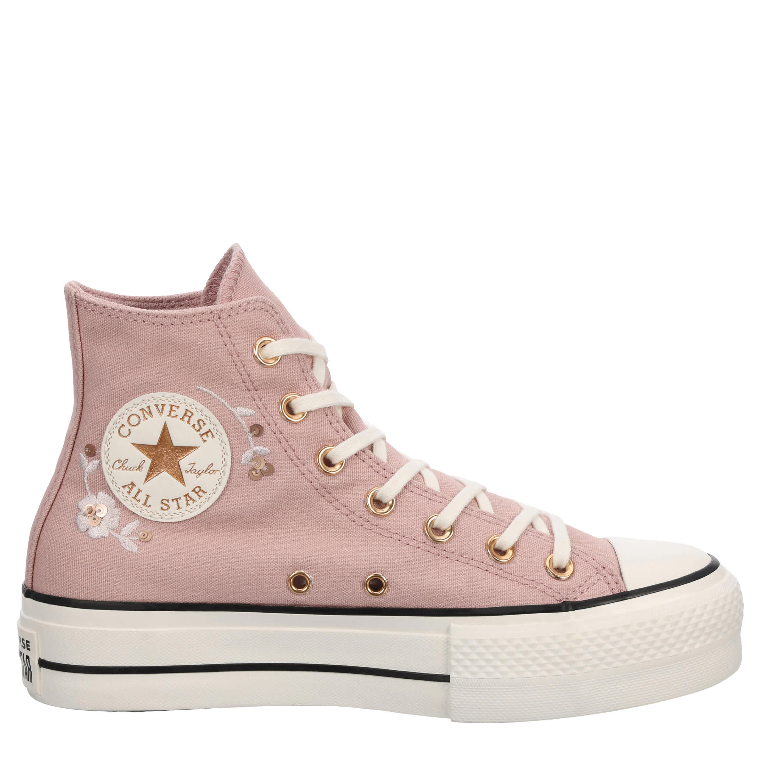 CONVERSE-WOMENS CHUCK TAYLOR ALL STAR HIGH TOP PLATFORM SNEAKER-MAUVE & GOLD