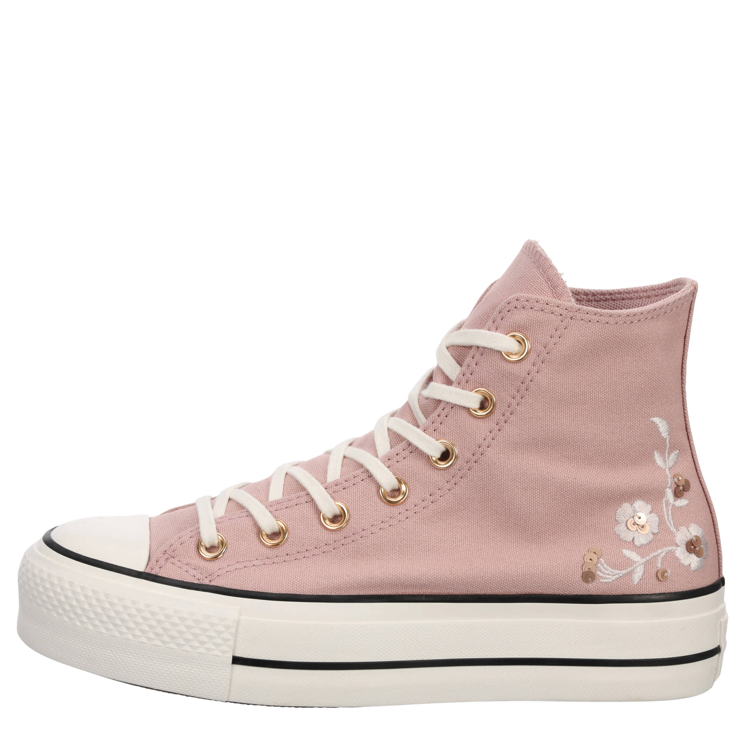 CONVERSE-WOMENS CHUCK TAYLOR ALL STAR HIGH TOP PLATFORM SNEAKER-MAUVE & GOLD