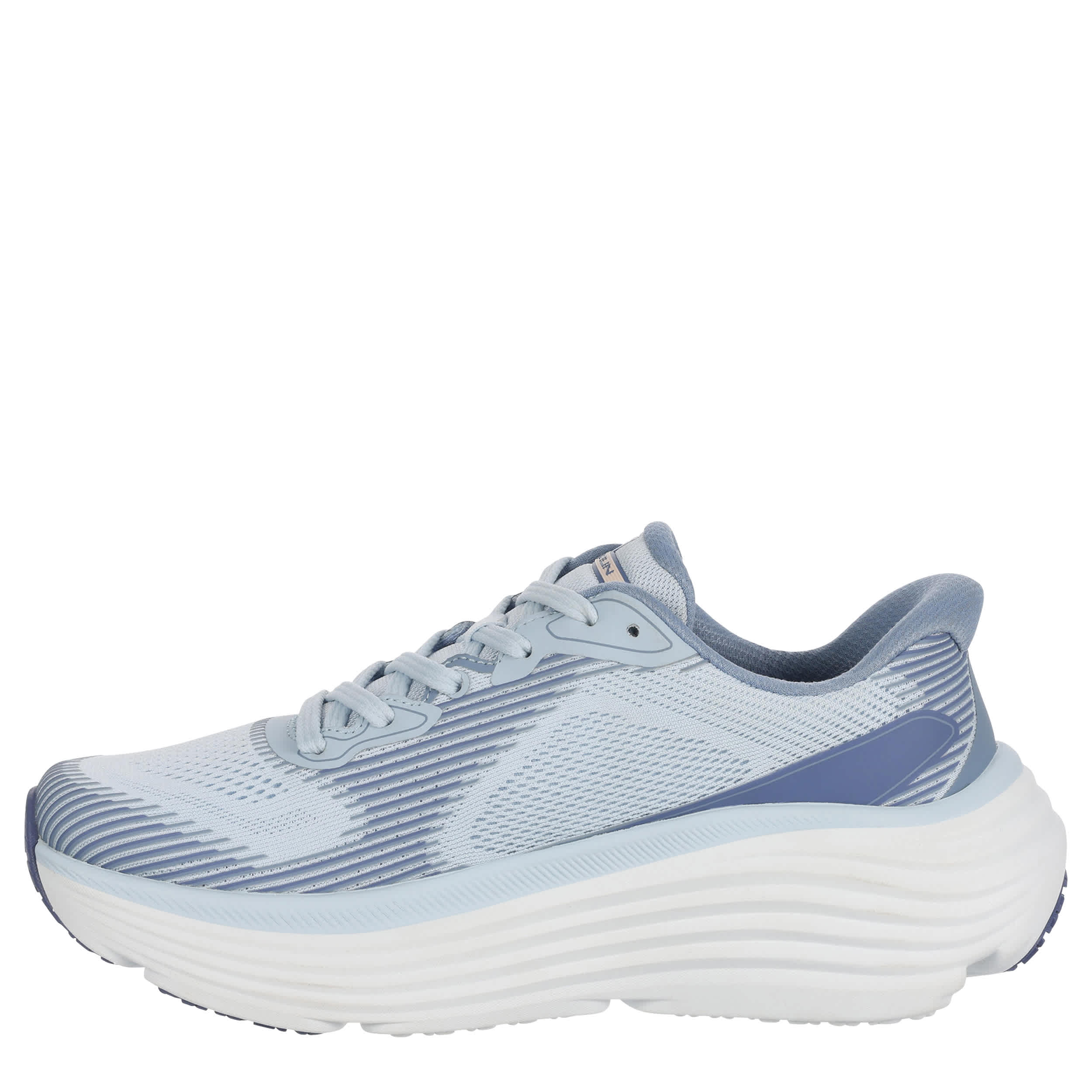 SKECHERS-WOMENS SLIP-IN MAX CUSHION ENDEAVOUR RUNNING SHOE-LIGHT BLUE & BLUE